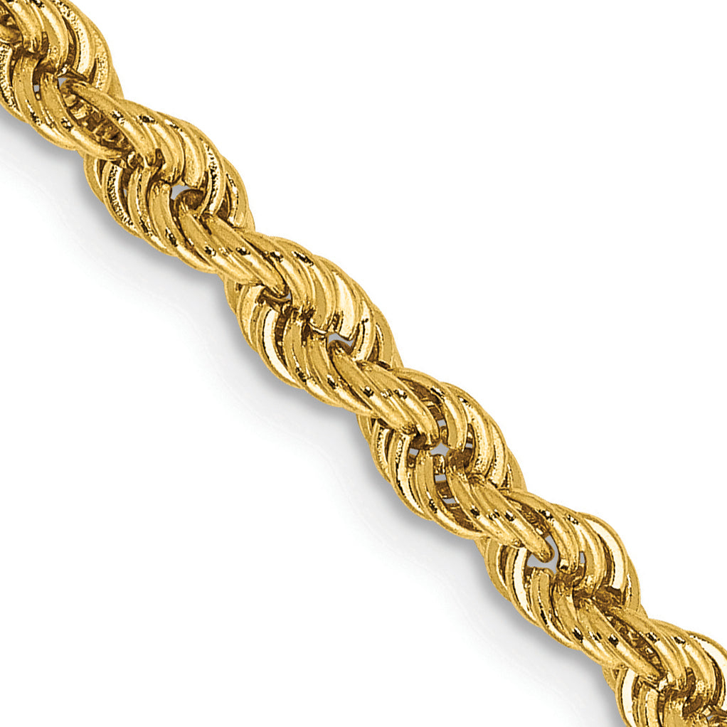 14K 7 inch 3mm Regular Rope with Lobster Clasp Chain