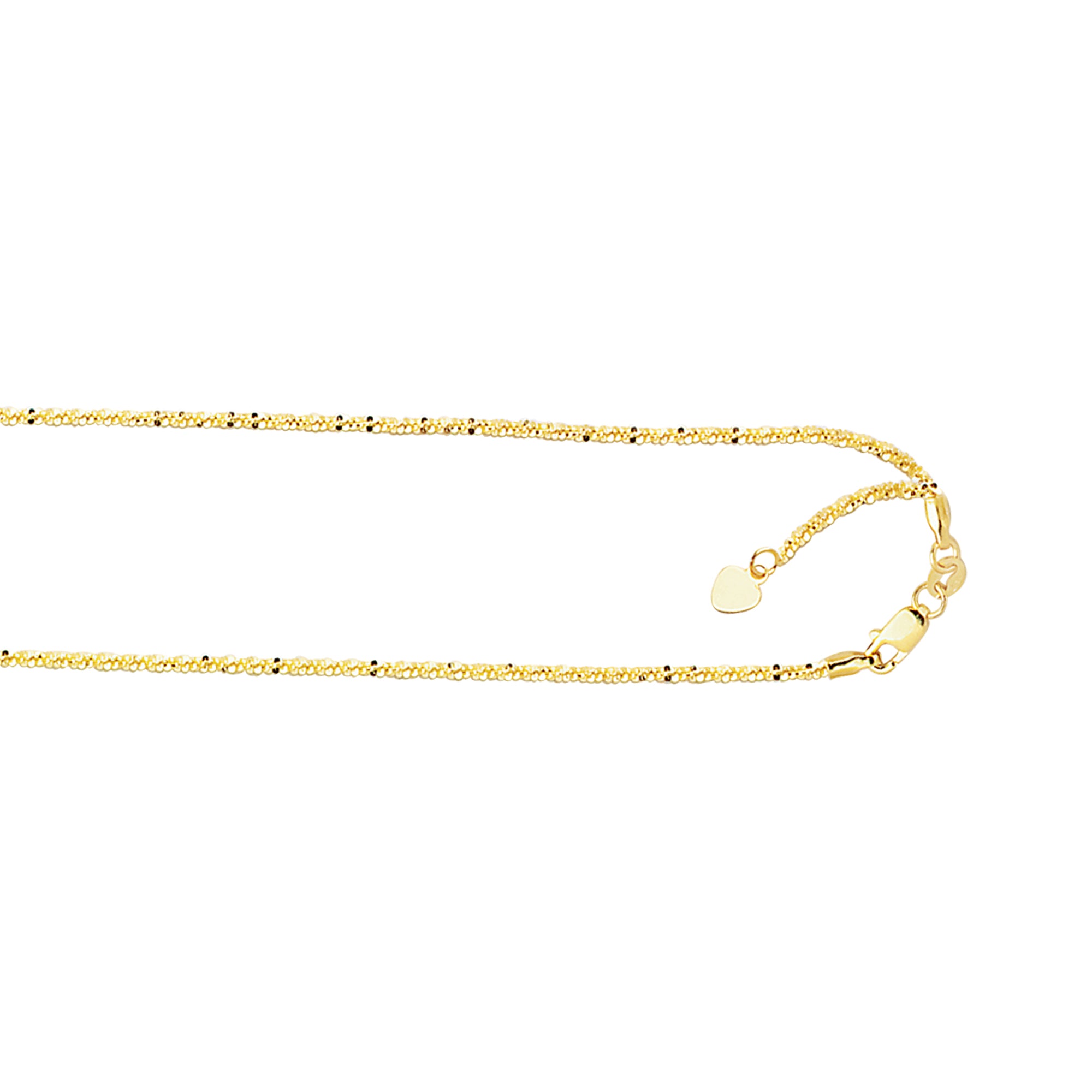 10K Yellow Gold 1.2mm Adjustable (adjusts up to 22 inches) Sparkle 22" Chain with Lobster Lock