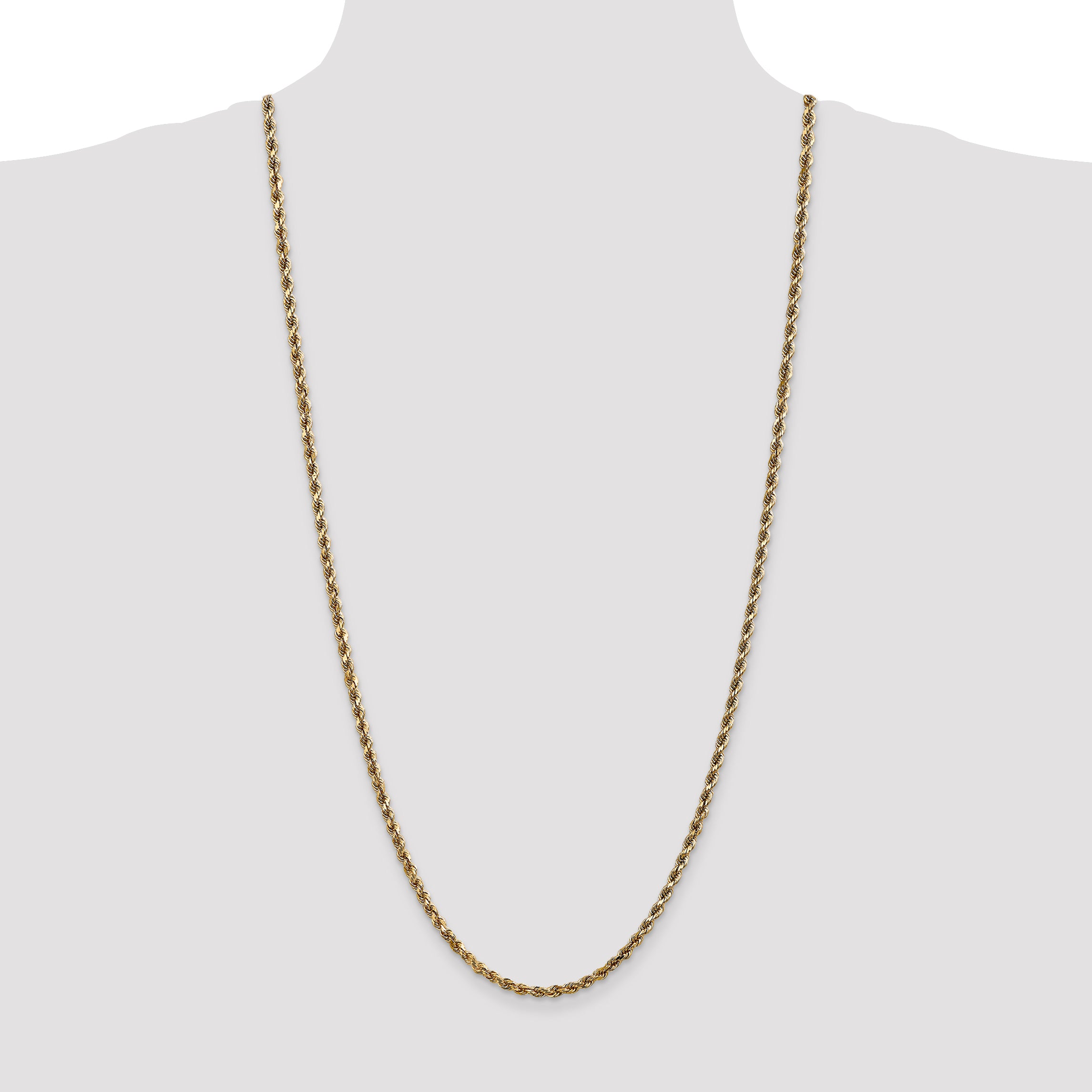 14K 7 inch 3.5mm Diamond-cut Rope with Lobster Clasp Chain