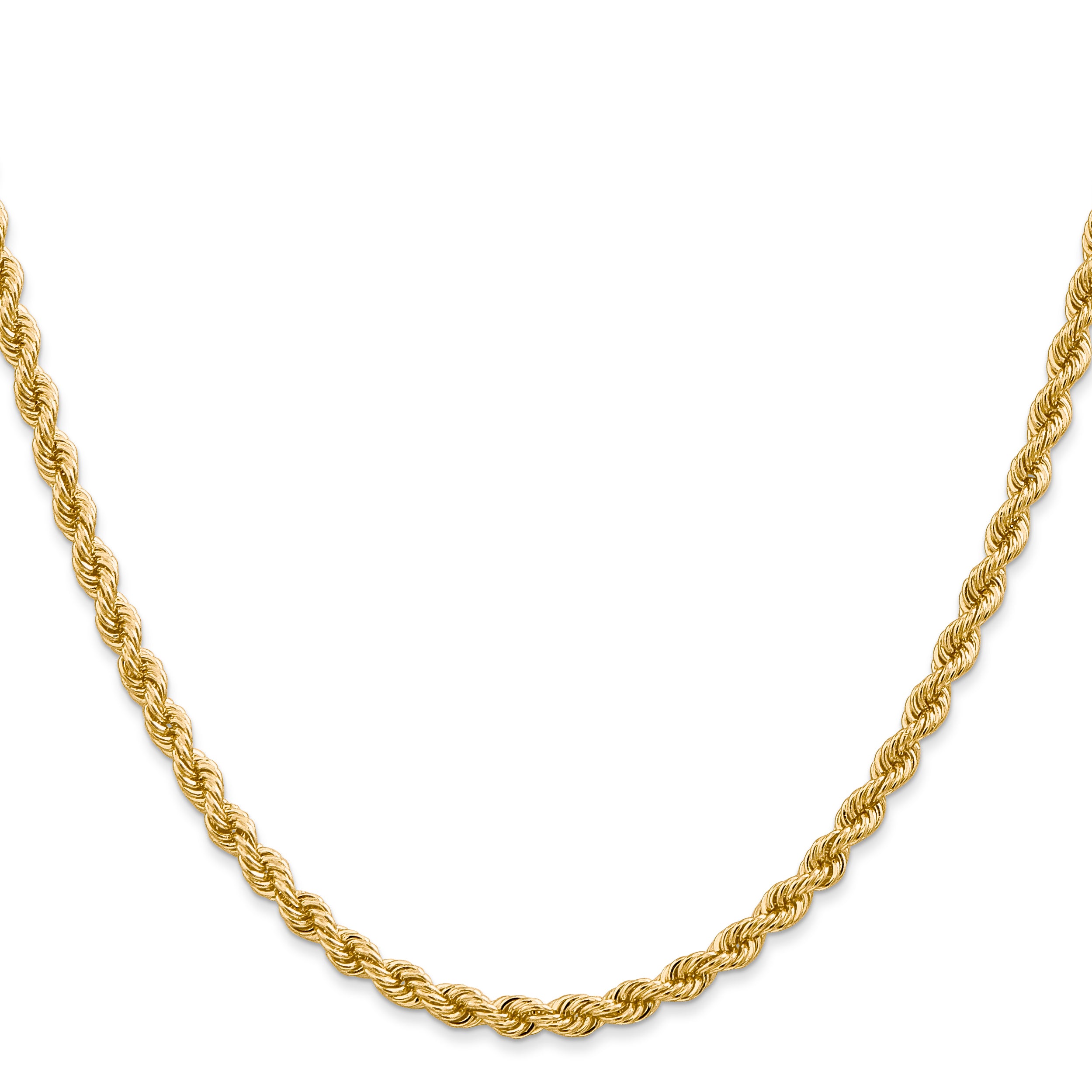 14K 7 inch 3.65mm Regular Rope with Lobster Clasp Chain
