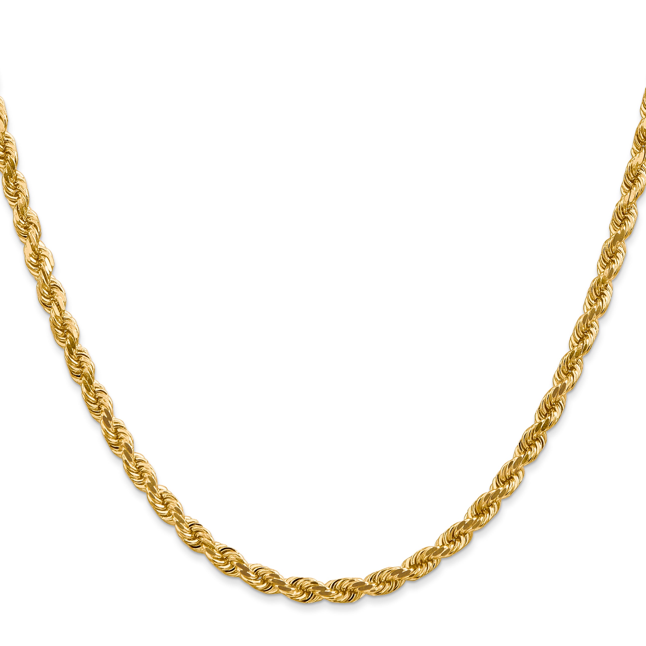 14K 7 inch 4mm Diamond-cut Rope with Lobster Clasp Chain