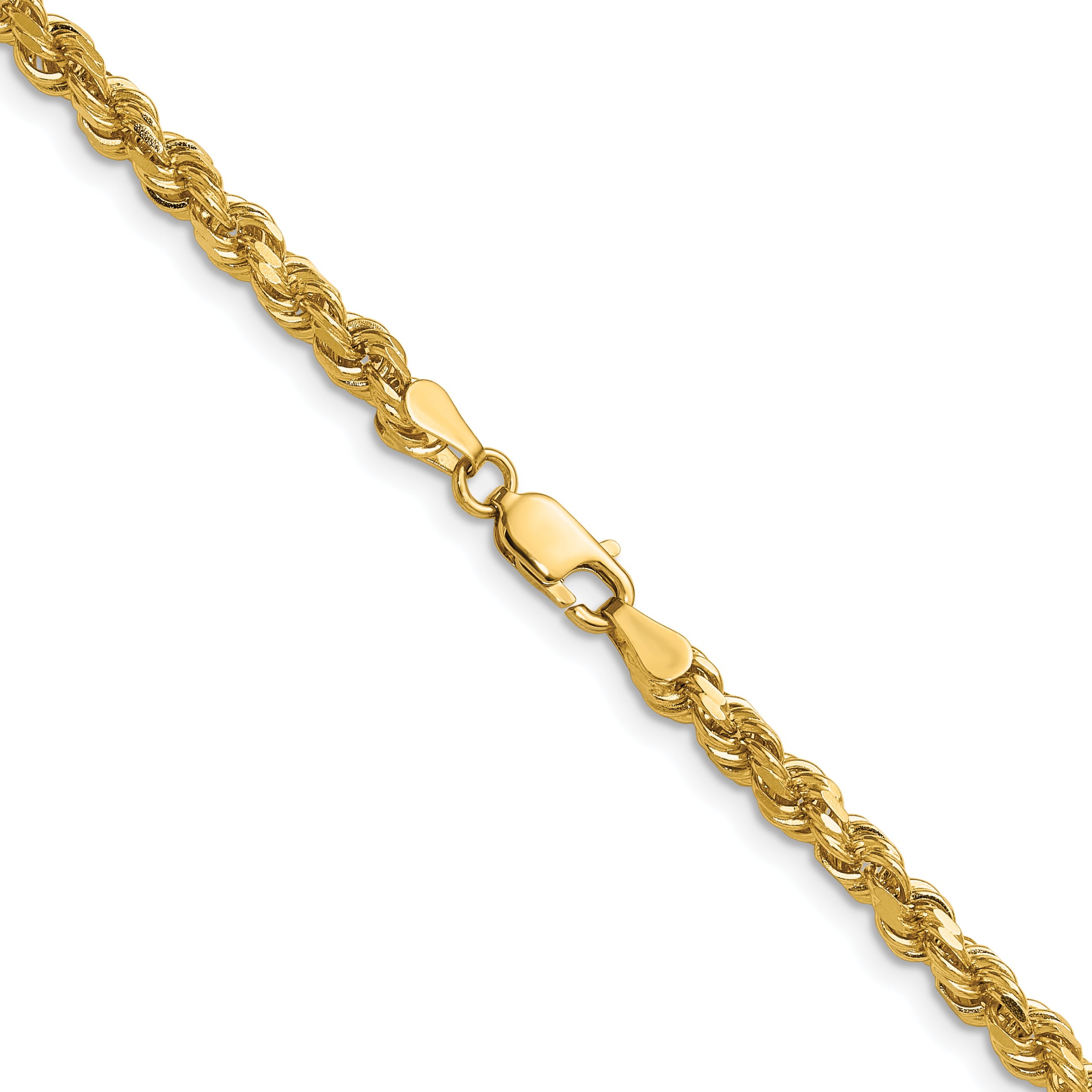 14K 7 inch 4mm Diamond-cut Rope with Lobster Clasp Chain