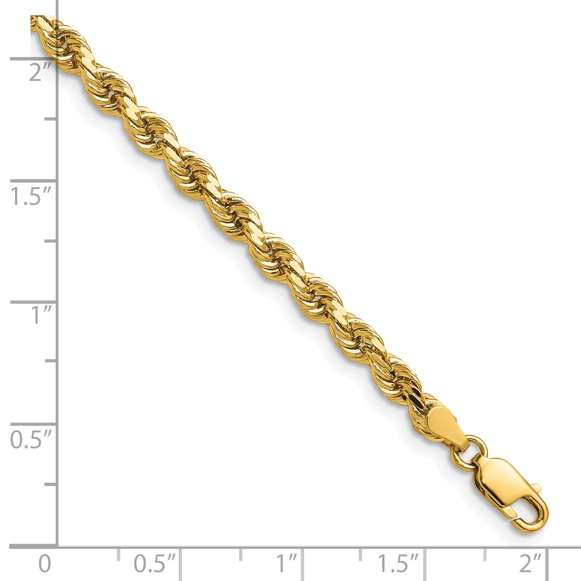 14K 7 inch 4mm Diamond-cut Rope with Lobster Clasp Chain