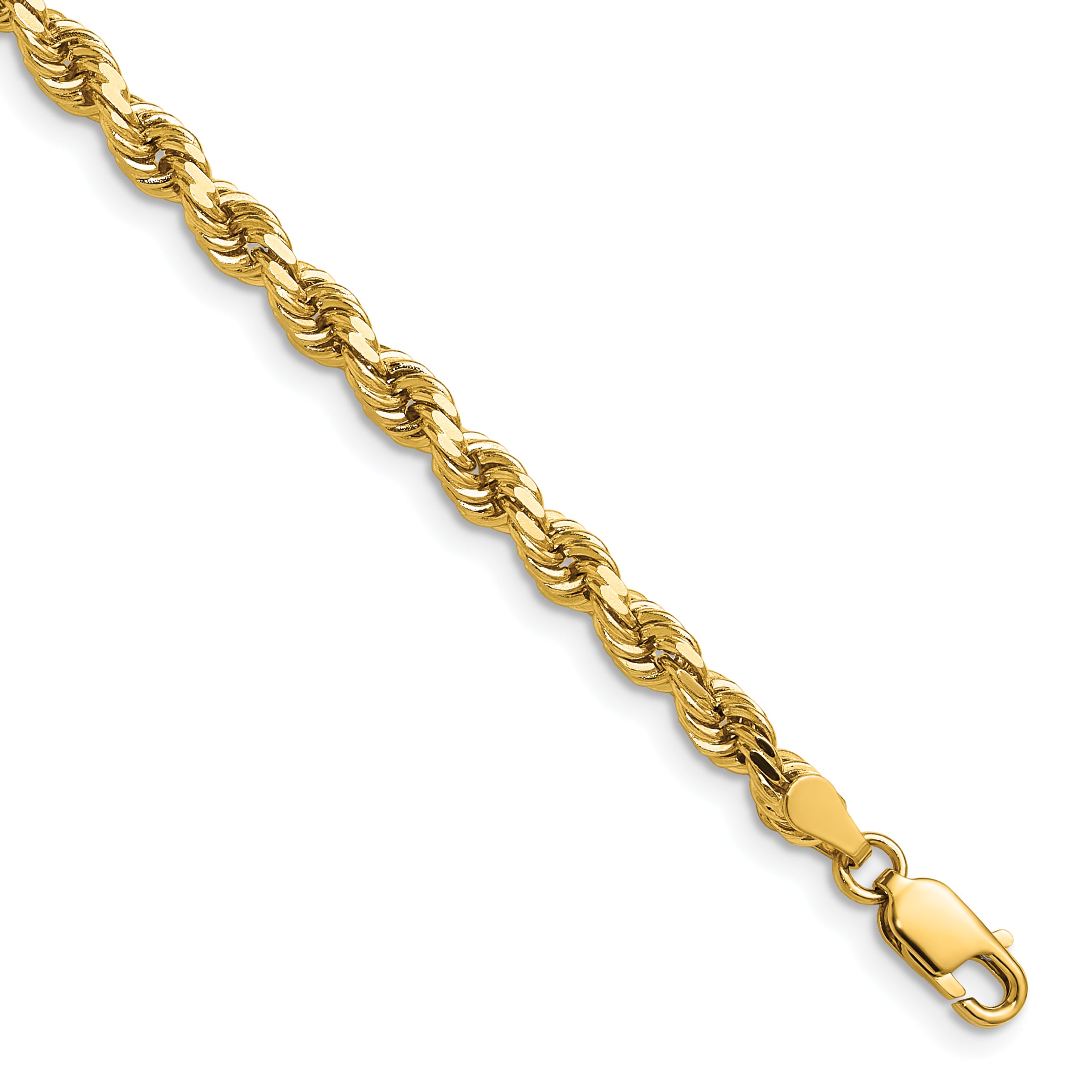 14K 7 inch 4mm Diamond-cut Rope with Lobster Clasp Chain