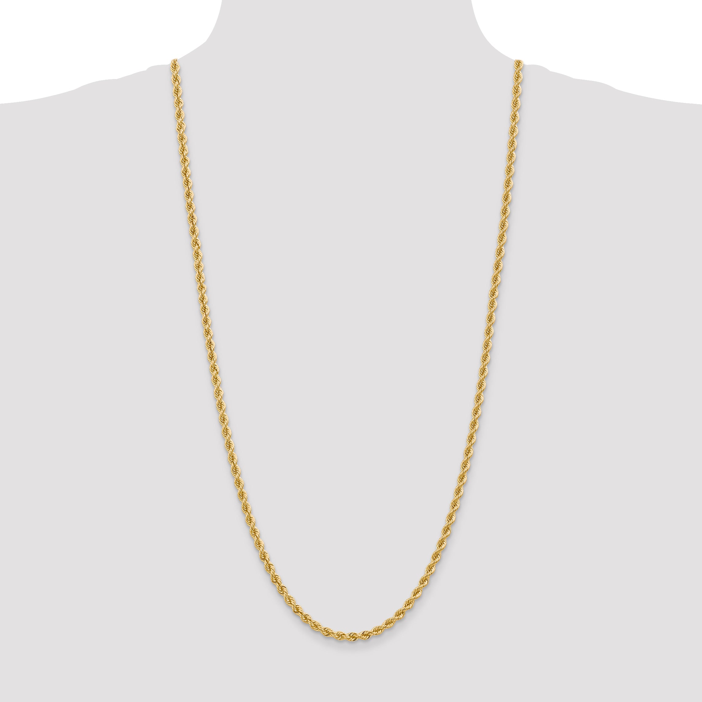 14K 7 inch 4mm Regular Rope with Lobster Clasp Chain