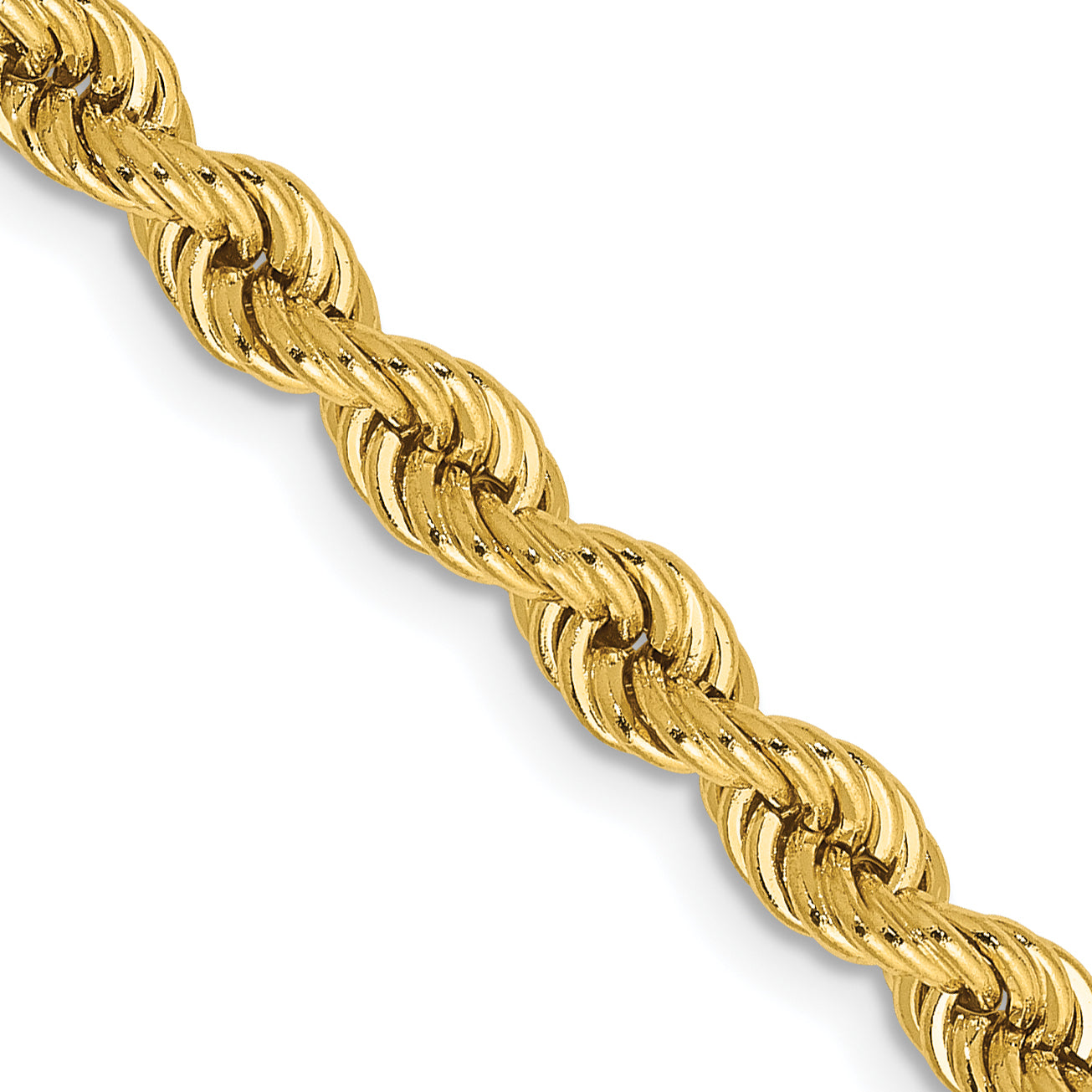 14K 7 inch 4mm Regular Rope with Lobster Clasp Chain