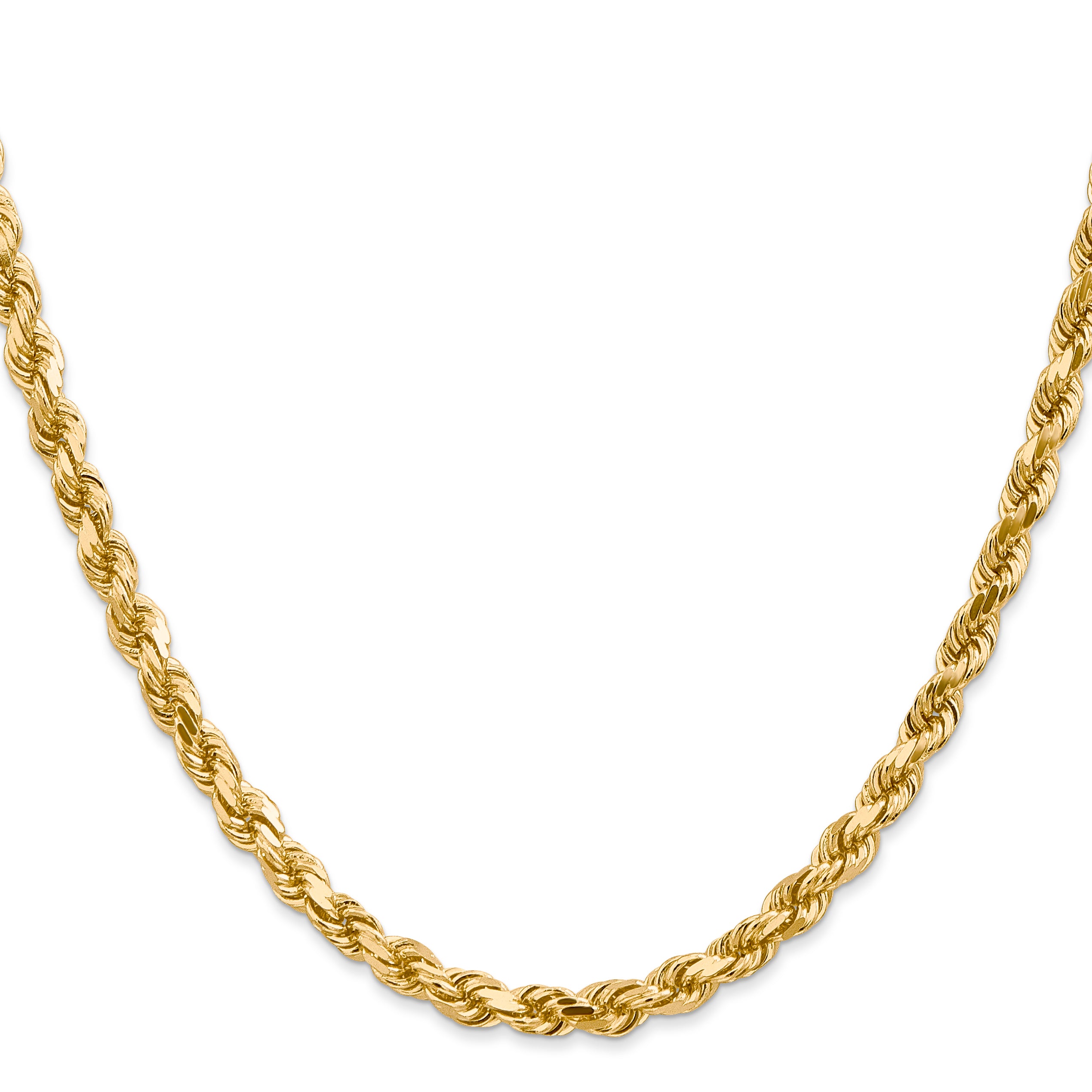 14K 7 inch 4.5mm Diamond-cut Rope with Lobster Clasp Chain