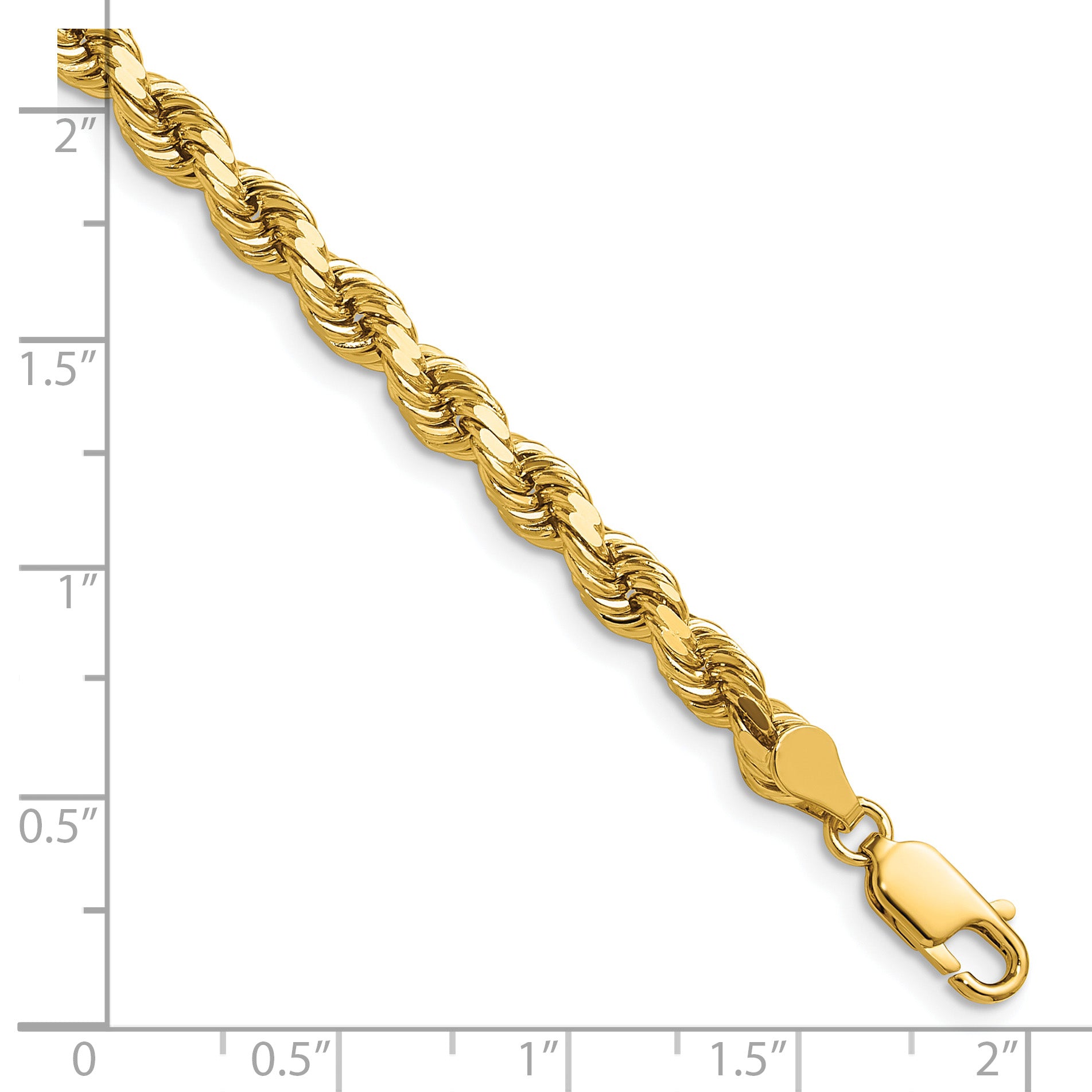14K 7 inch 4.5mm Diamond-cut Rope with Lobster Clasp Chain