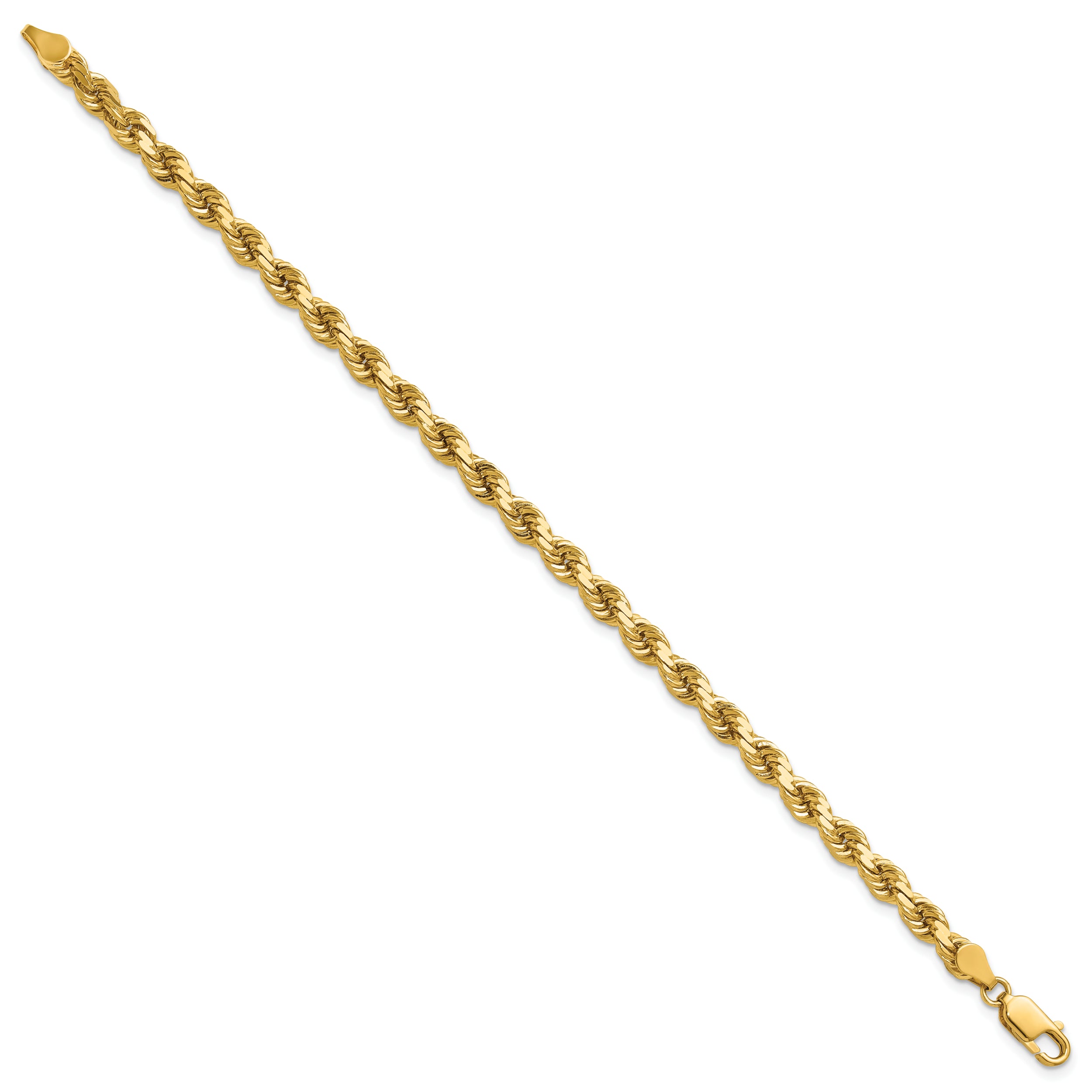 14K 7 inch 4.5mm Diamond-cut Rope with Lobster Clasp Chain