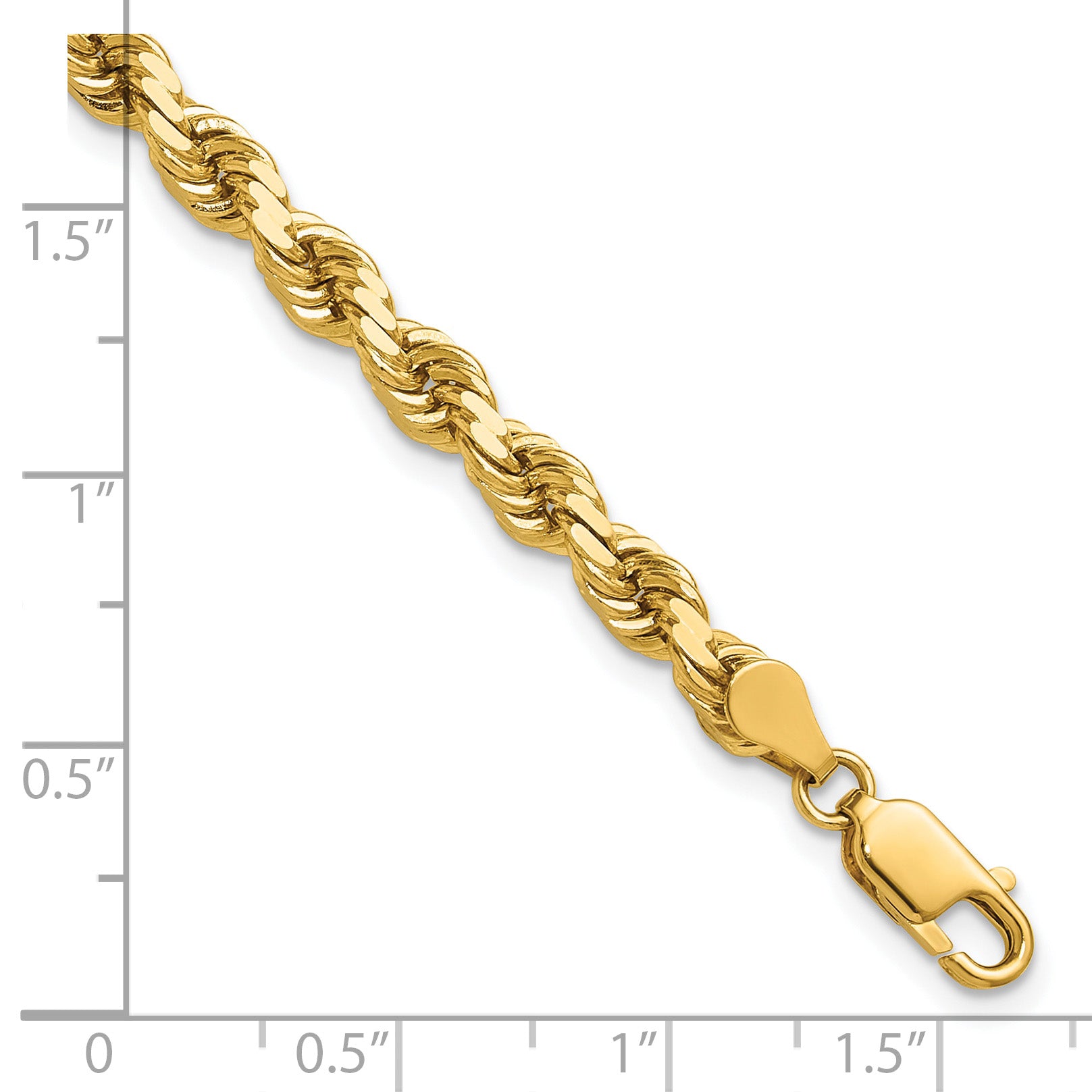 14K 7 inch 4.5mm Diamond-cut Rope with Lobster Clasp Chain