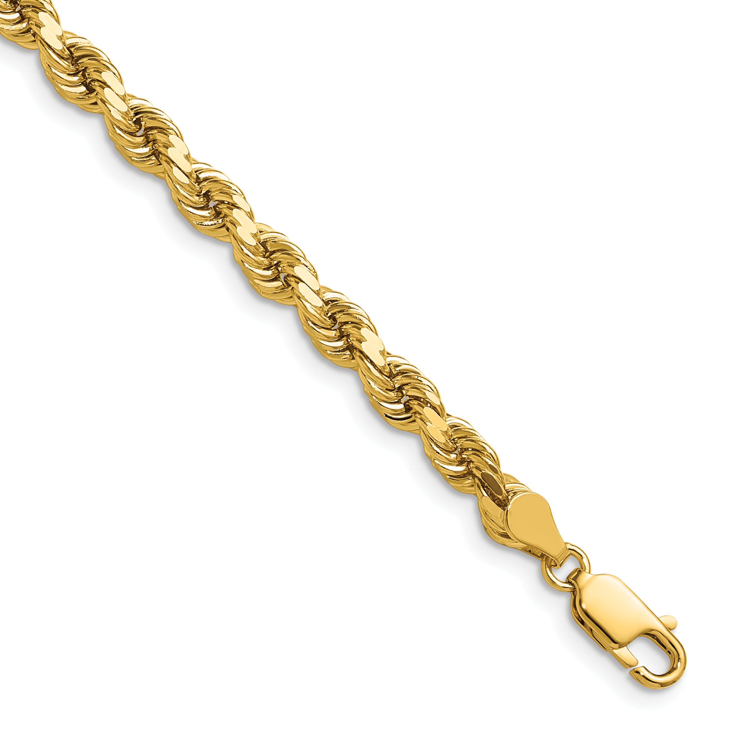 14K 7 inch 4.5mm Diamond-cut Rope with Lobster Clasp Chain