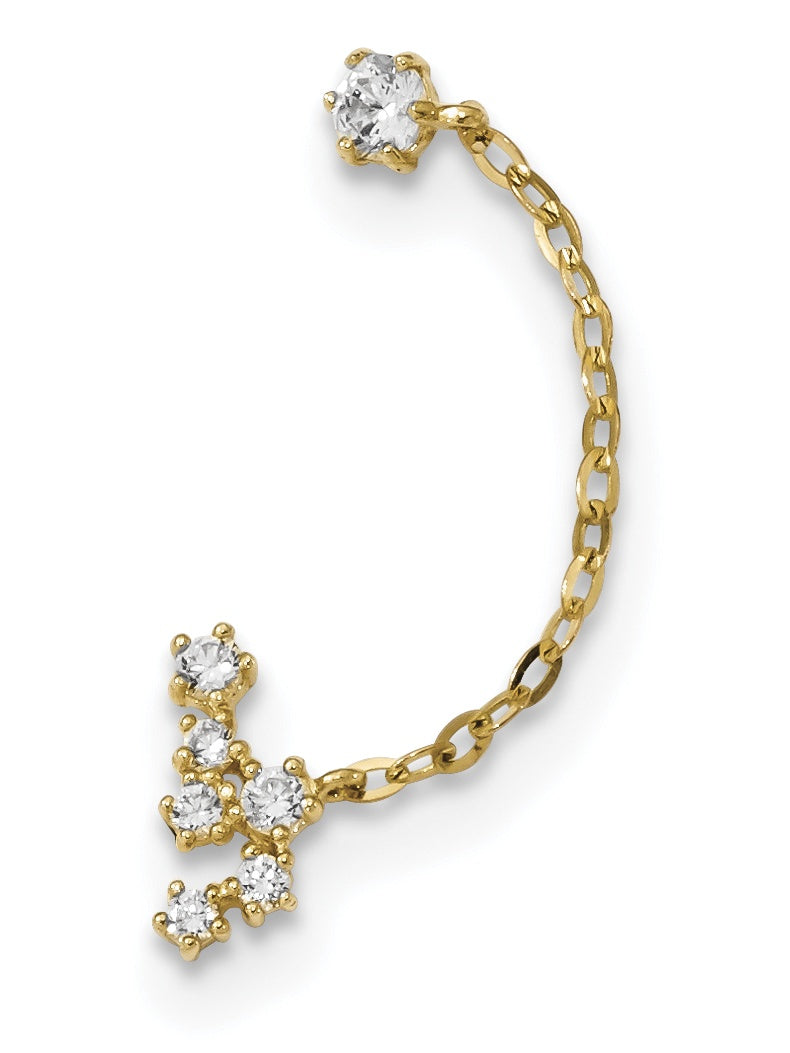 14K Madi K Cz Double Post W/Chain Constellation Earring Se2548