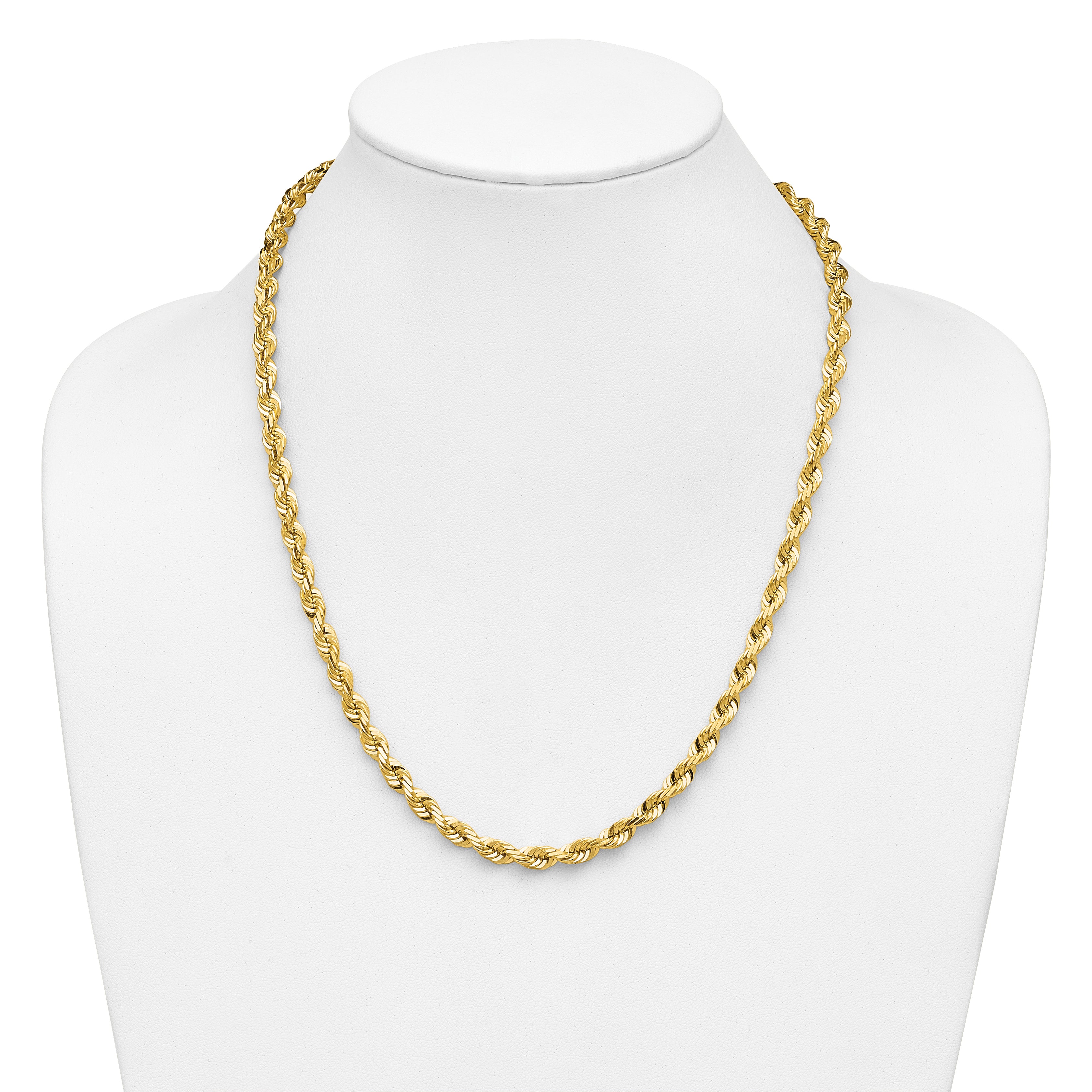 14K 7 inch 5.5mm Diamond-cut Rope with Fancy Lobster Clasp Chain