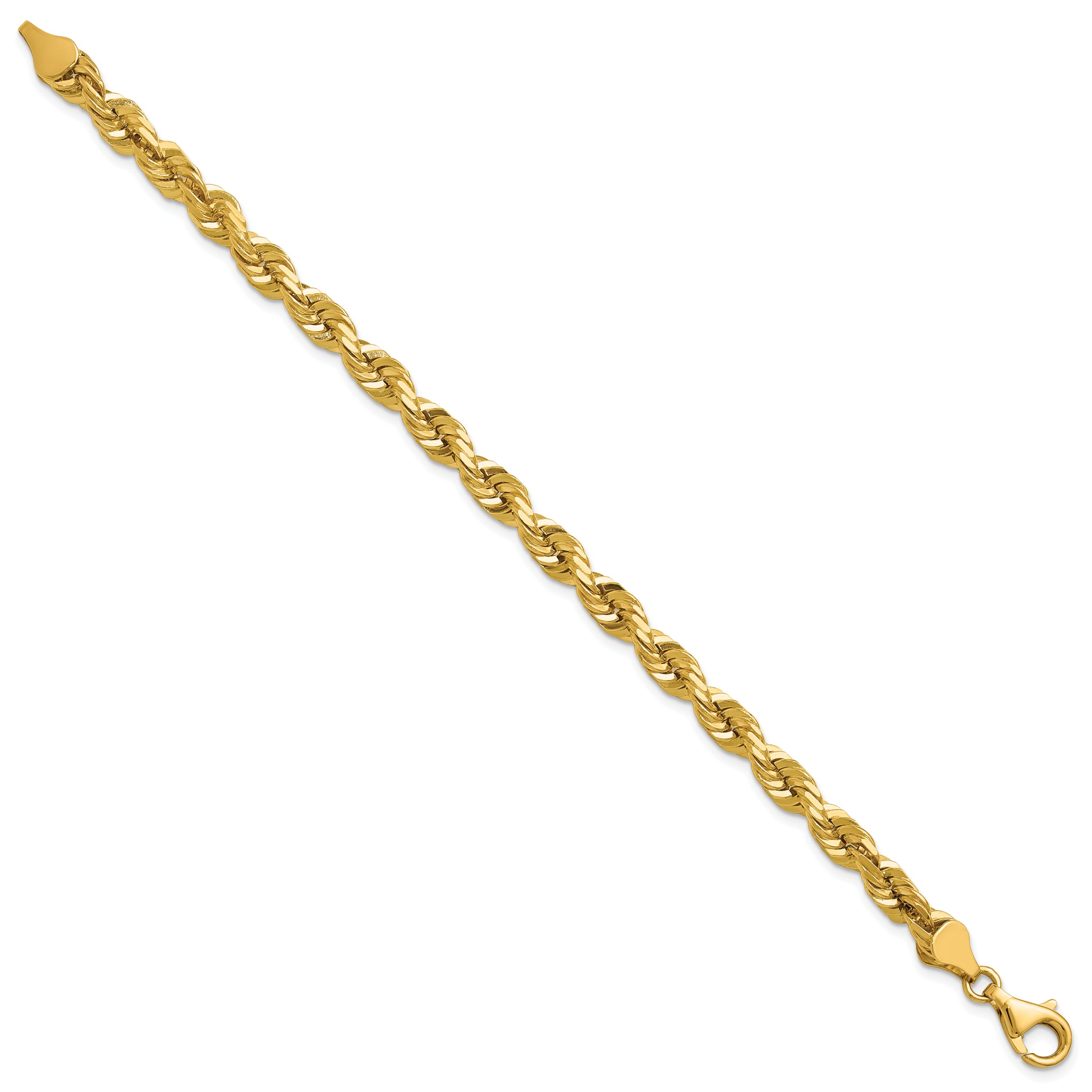 14K 7 inch 5.5mm Diamond-cut Rope with Fancy Lobster Clasp Chain