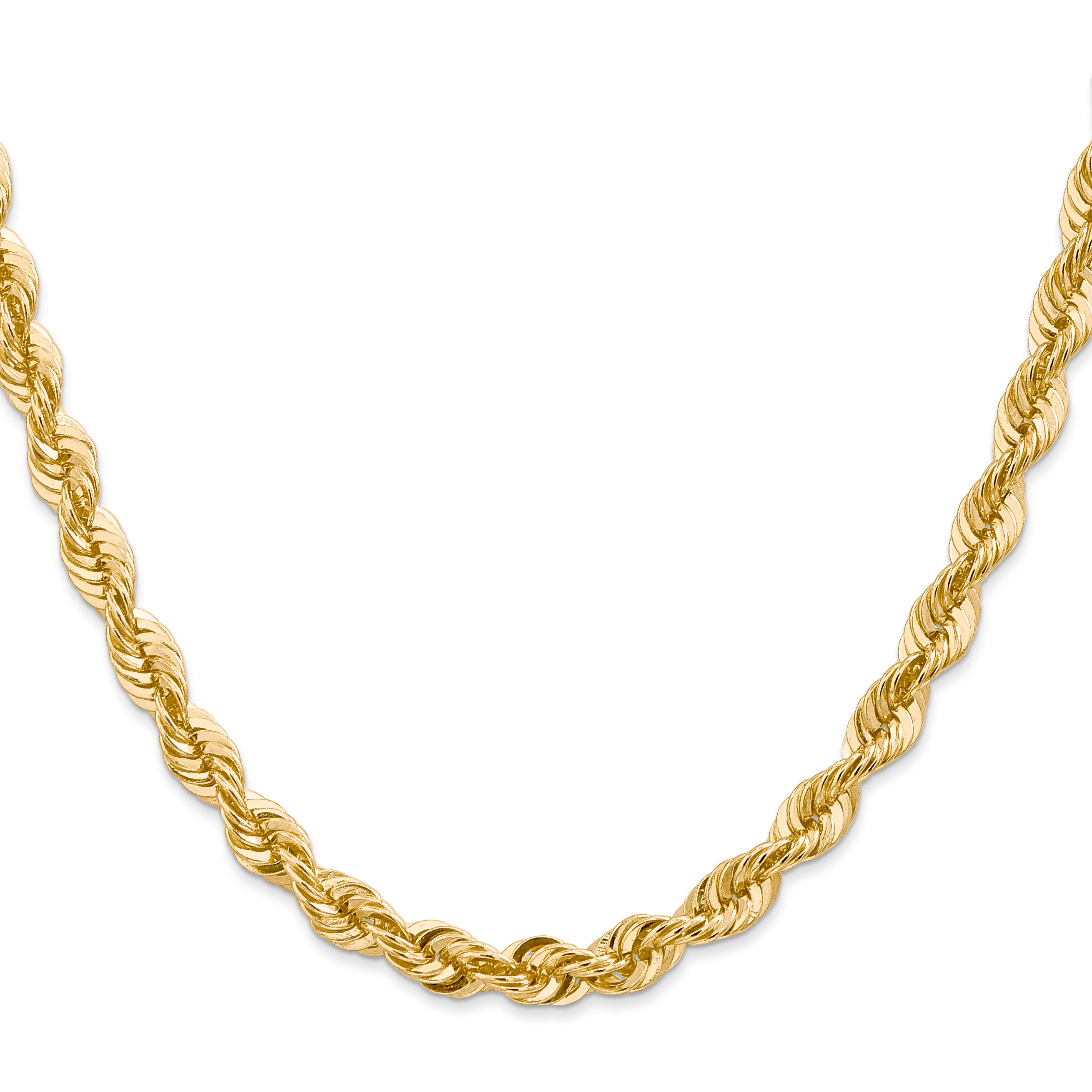 14K 8 inch 6mm Regular Rope with Lobster Clasp Chain