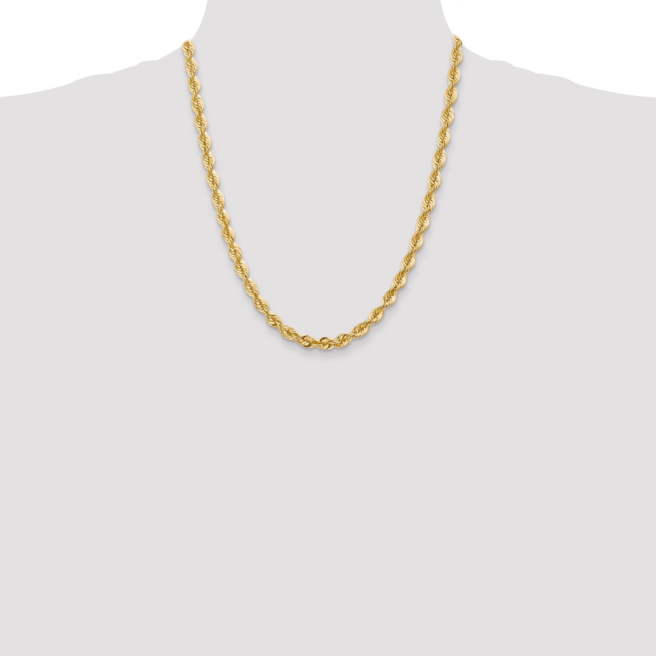 14K 8 inch 6mm Regular Rope with Lobster Clasp Chain