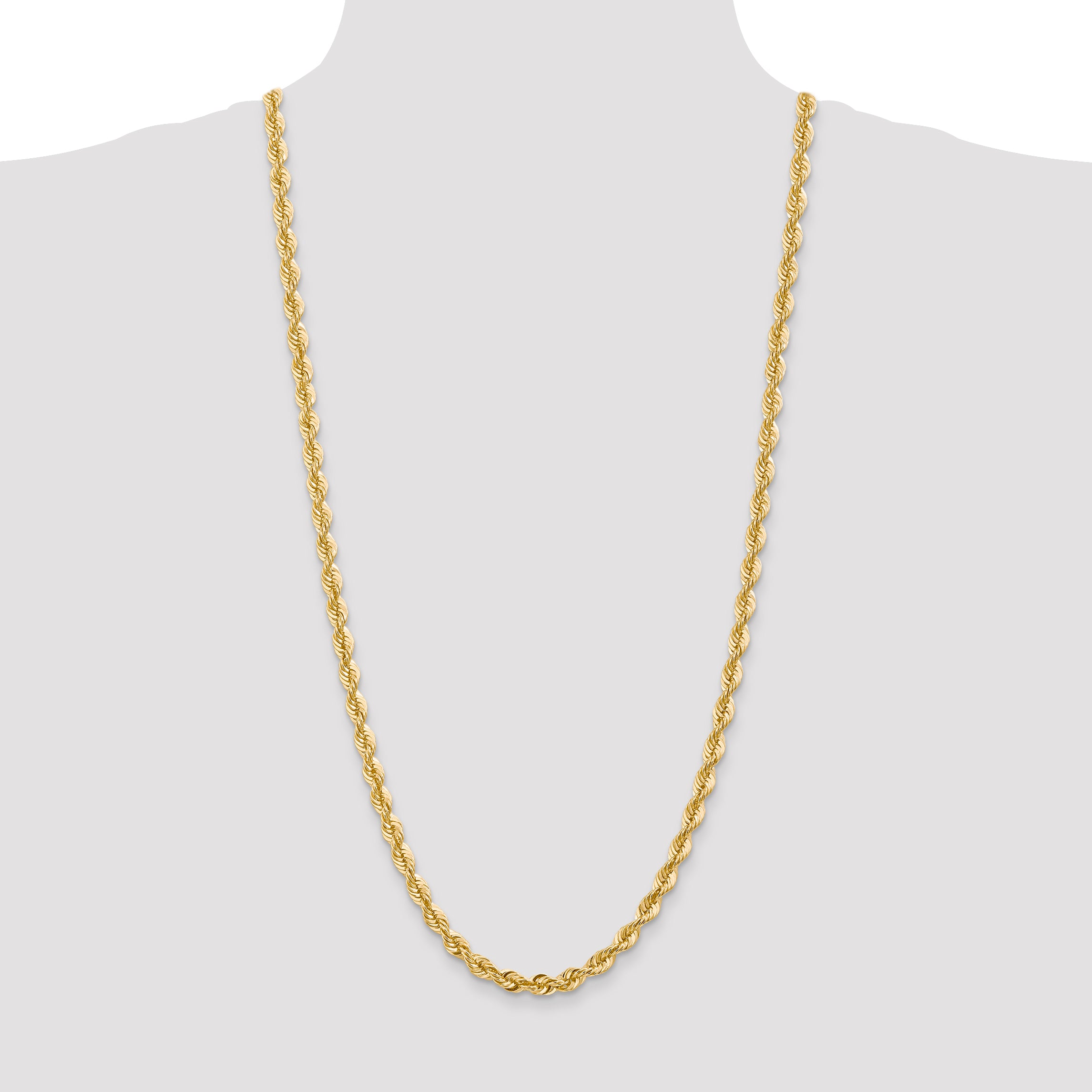 14K 8 inch 6mm Regular Rope with Lobster Clasp Chain
