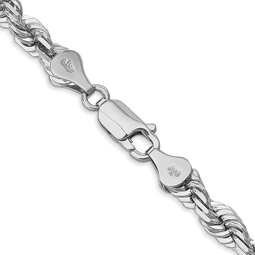 14K White Gold 30 Inch 5.5Mm Diamond-Cut Rope With Lobster Clasp Chain