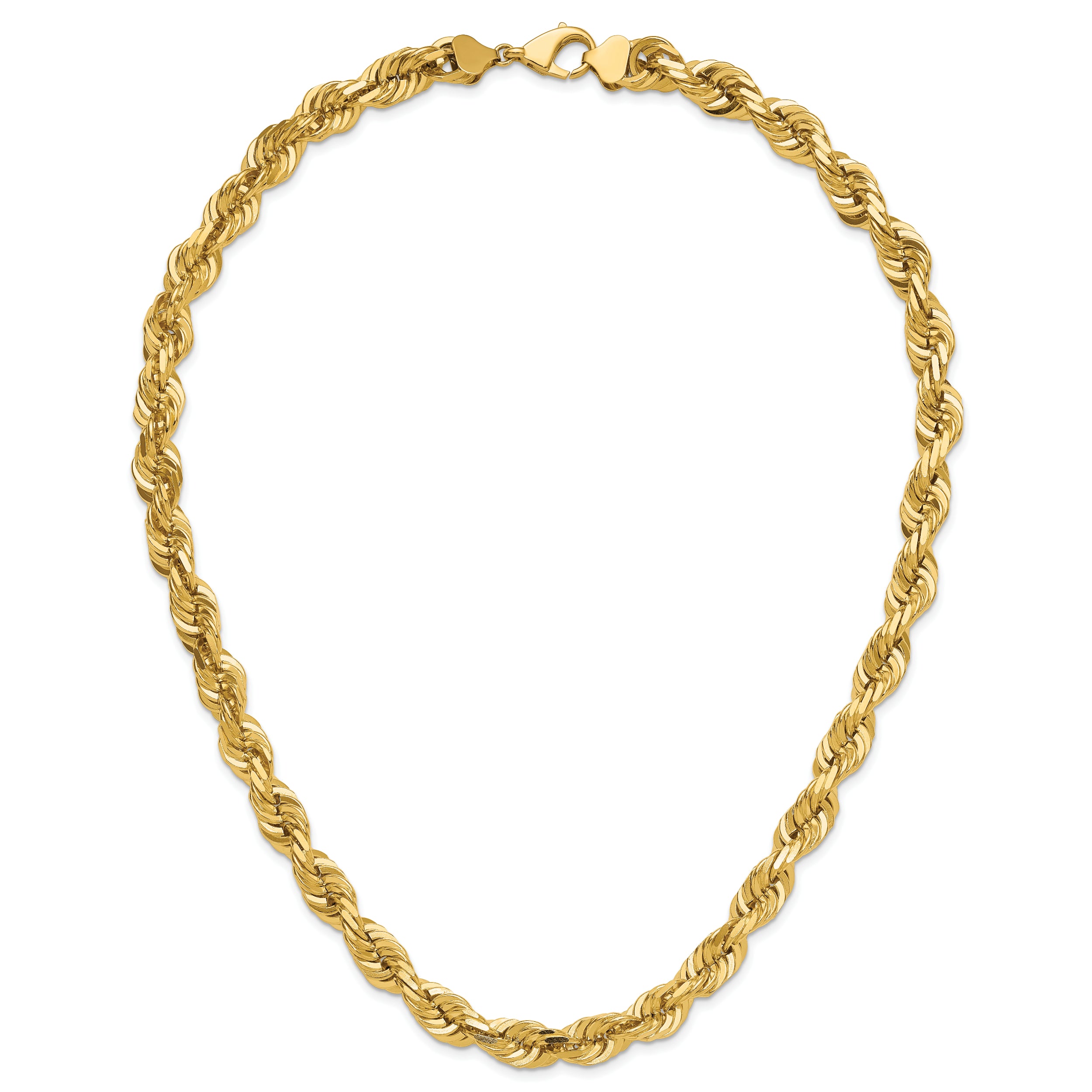 14K 20 inch 10mm Diamond-cut Rope with Fancy Lobster Clasp Chain