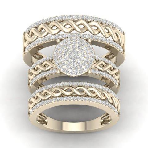 10K Yellow 0.60Ct D-Trio Set Rds