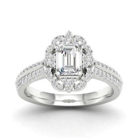 14K White 0.88Ct D-Ladies Rings