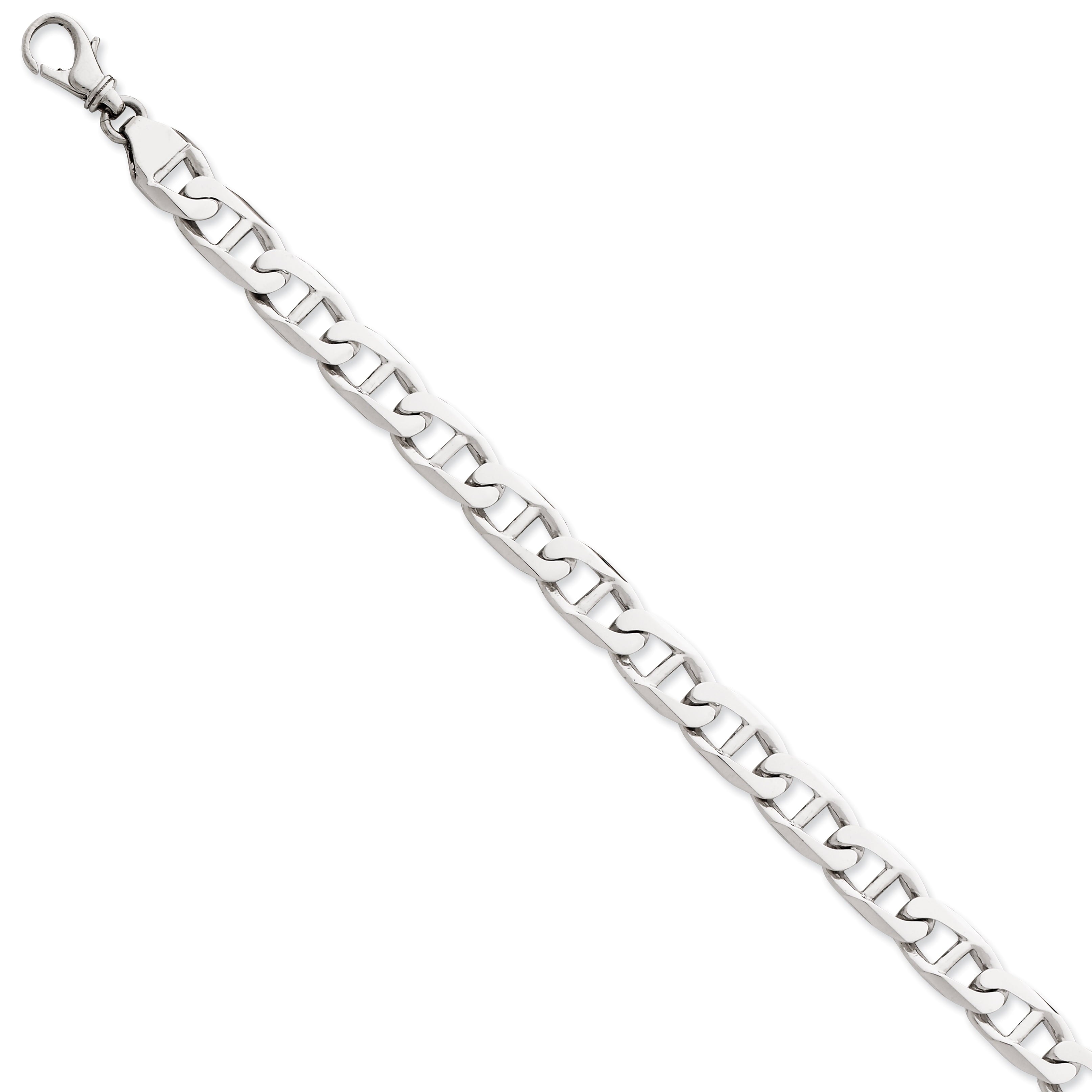 14K White Gold 22 Inch 9Mm Hand Polished Fancy Anchor Link With Fancy Lobster Clasp Chain