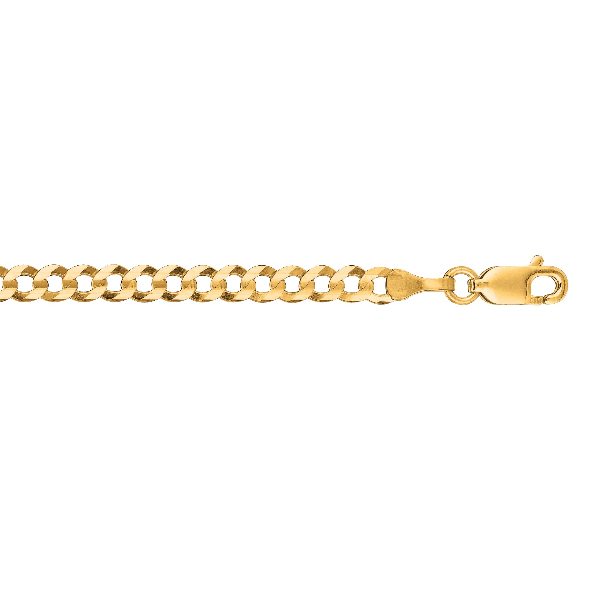 10K Yellow Gold 3.2mm Comfort Curb 24" Chain with Lobster Lock