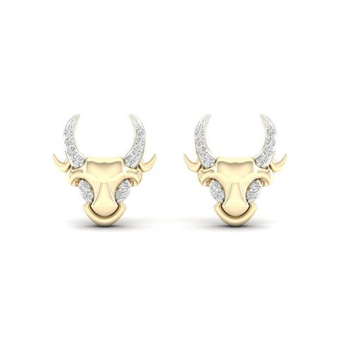 10K Yellow 0.08Ct D-Earring Bull