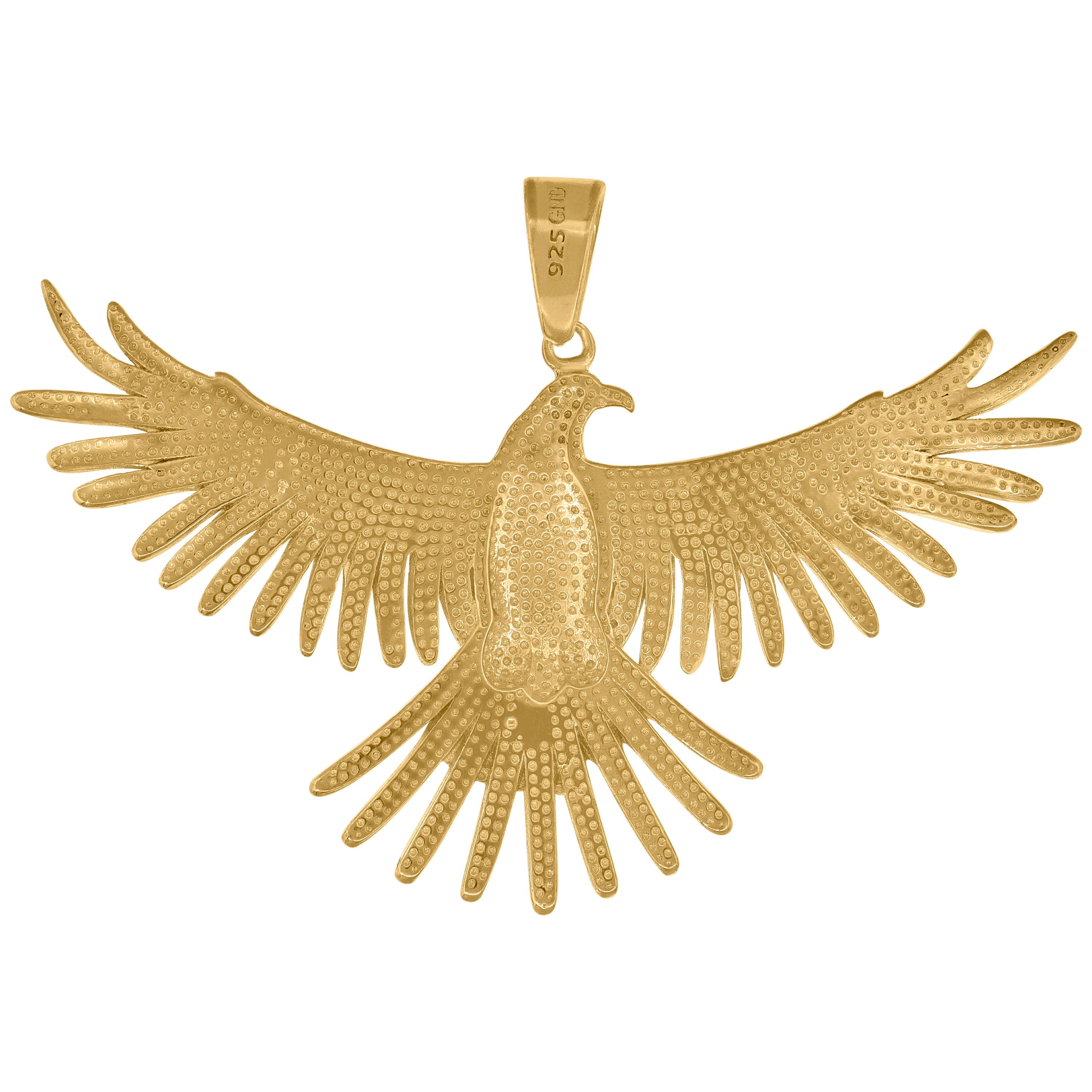 925 Sterling Silver Yellow-Tone Mens Cubic-Zirconia Eagle Birds Wildlife Charm Pendant