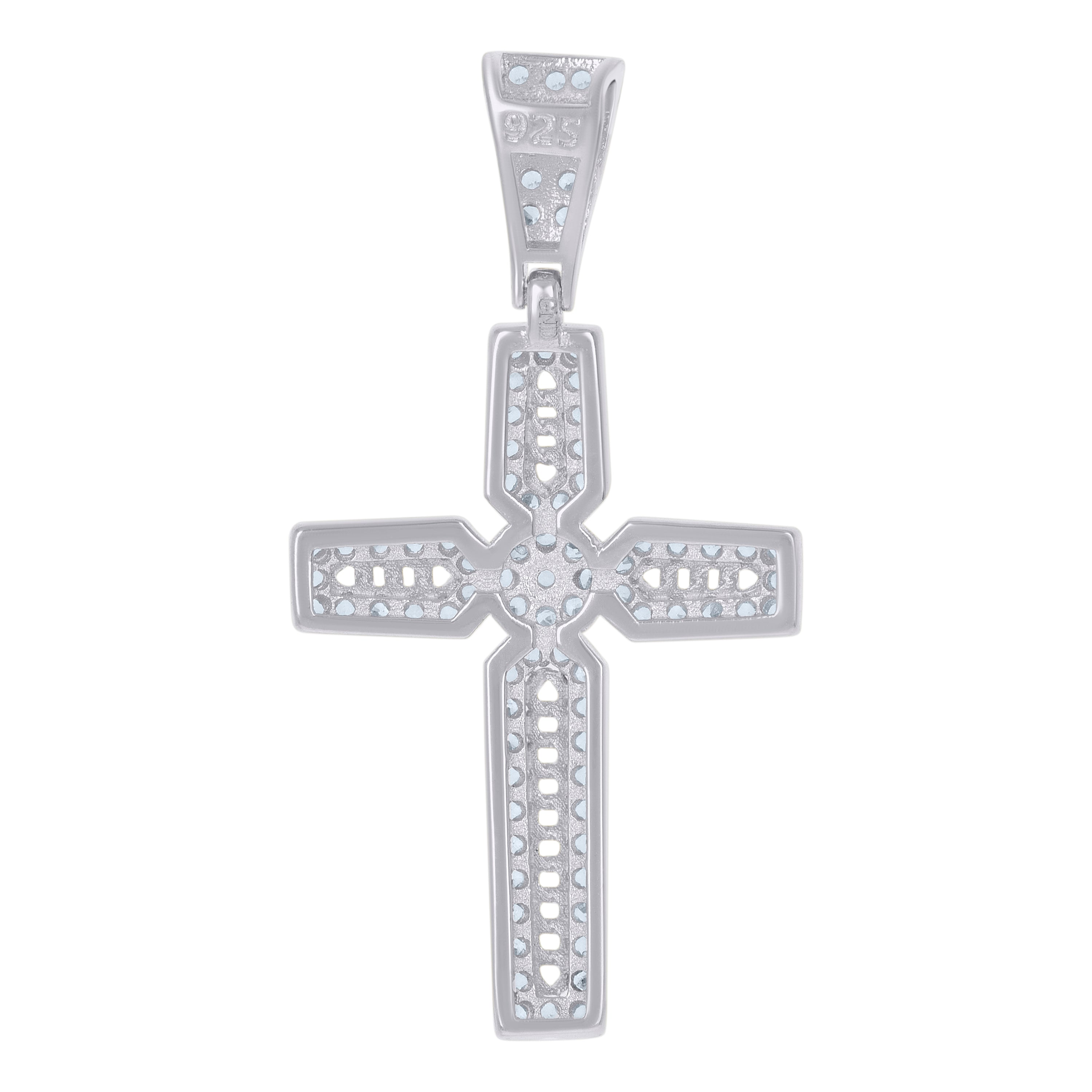 925 Sterling Silver Men Cubic-Zirconia Cross Religious Charm Pendant