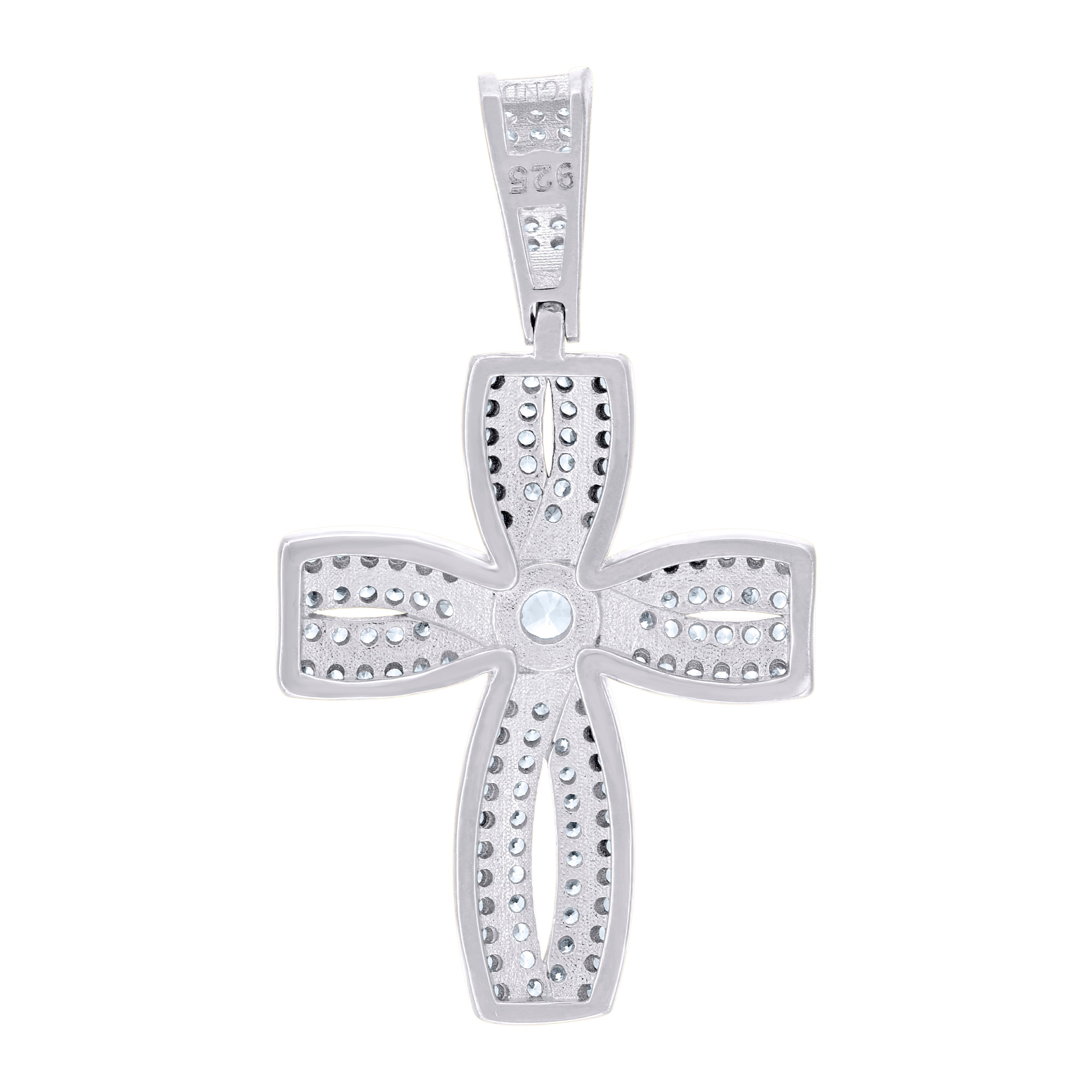 925 Sterling Silver Yellow-Tone Mens Cubic-Zirconia Cross Religious Charm Pendant