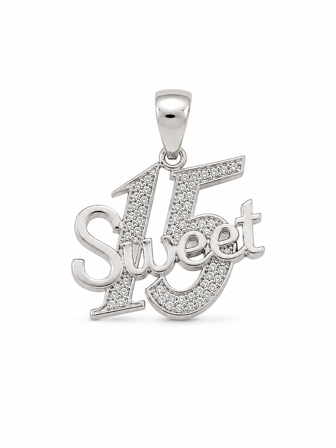 10KT White Gold 0.08 CTW Diamond Quinceanera Pendant [A2B0 - K6H50]