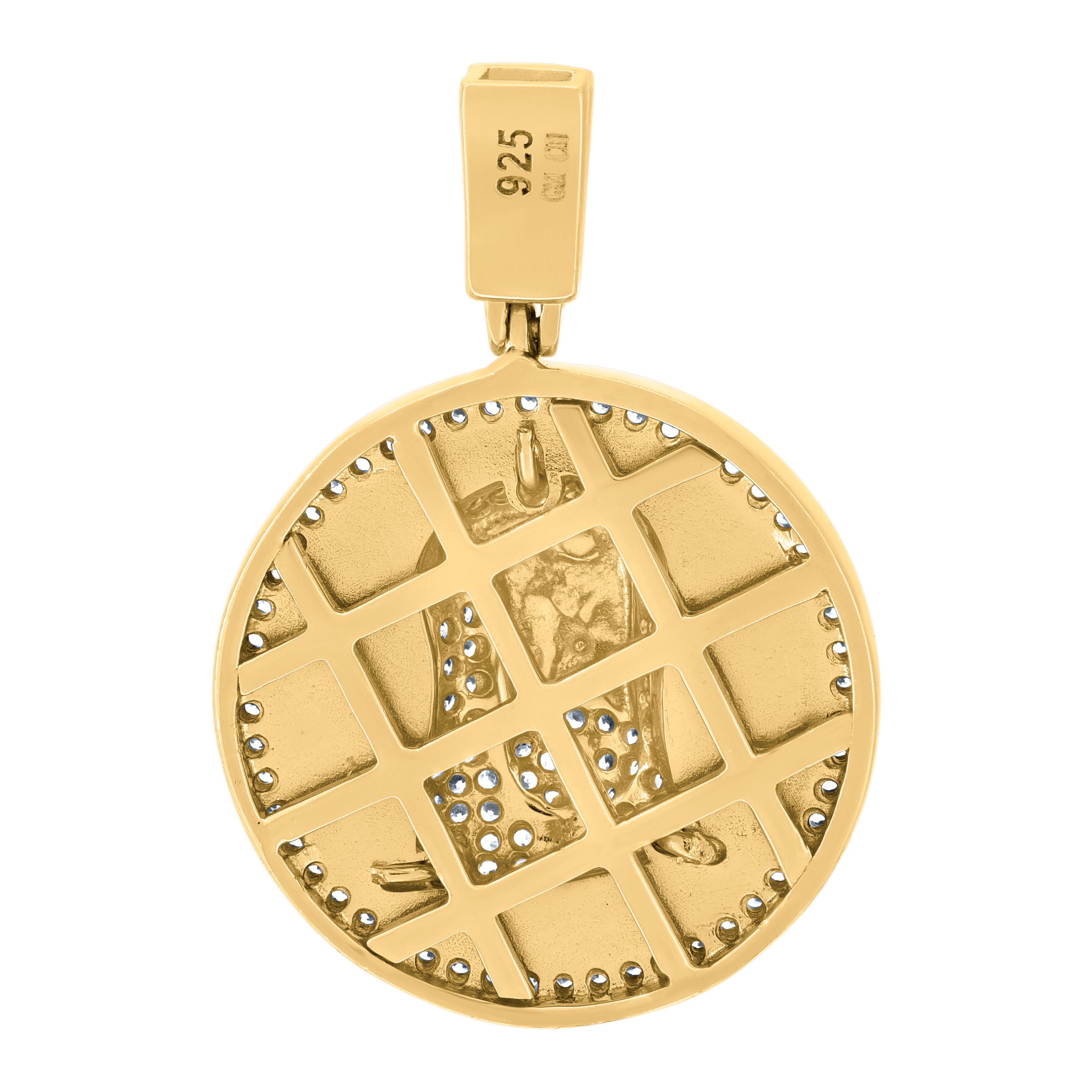 925 Sterling Silver Yellow-Tone Mens Cubic Zirconia Jesus Religious Charm Pendant