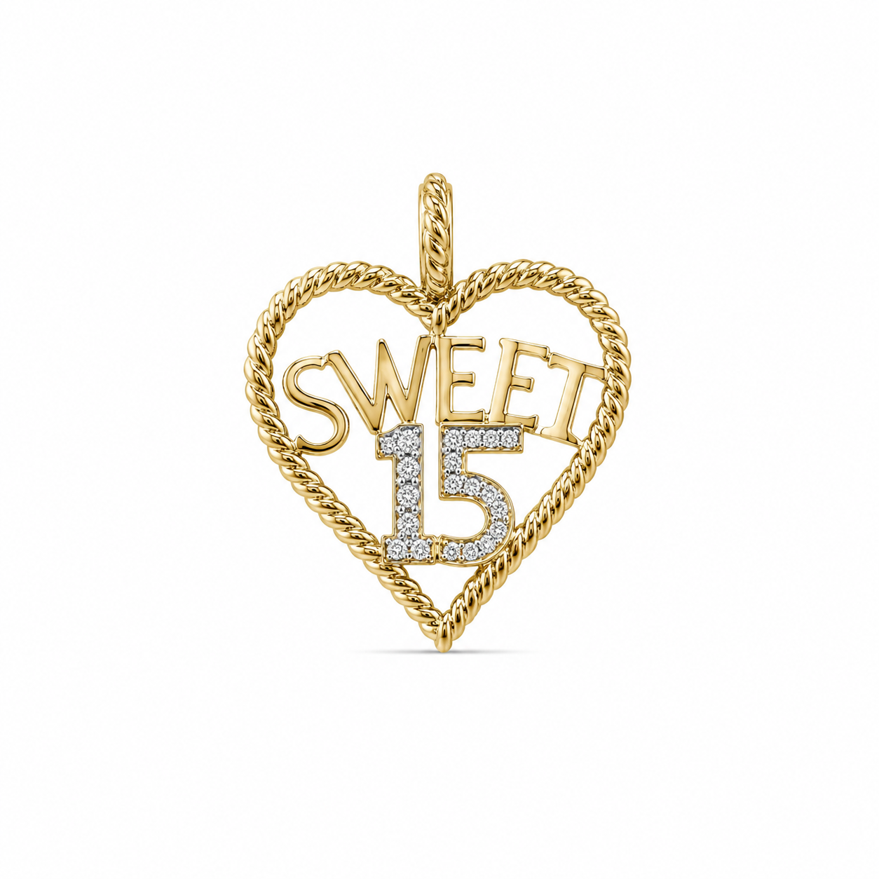 10KT Yellow Gold 0.10 CTW Diamond Quinceanera Pendant [A2B5 - K8H05]