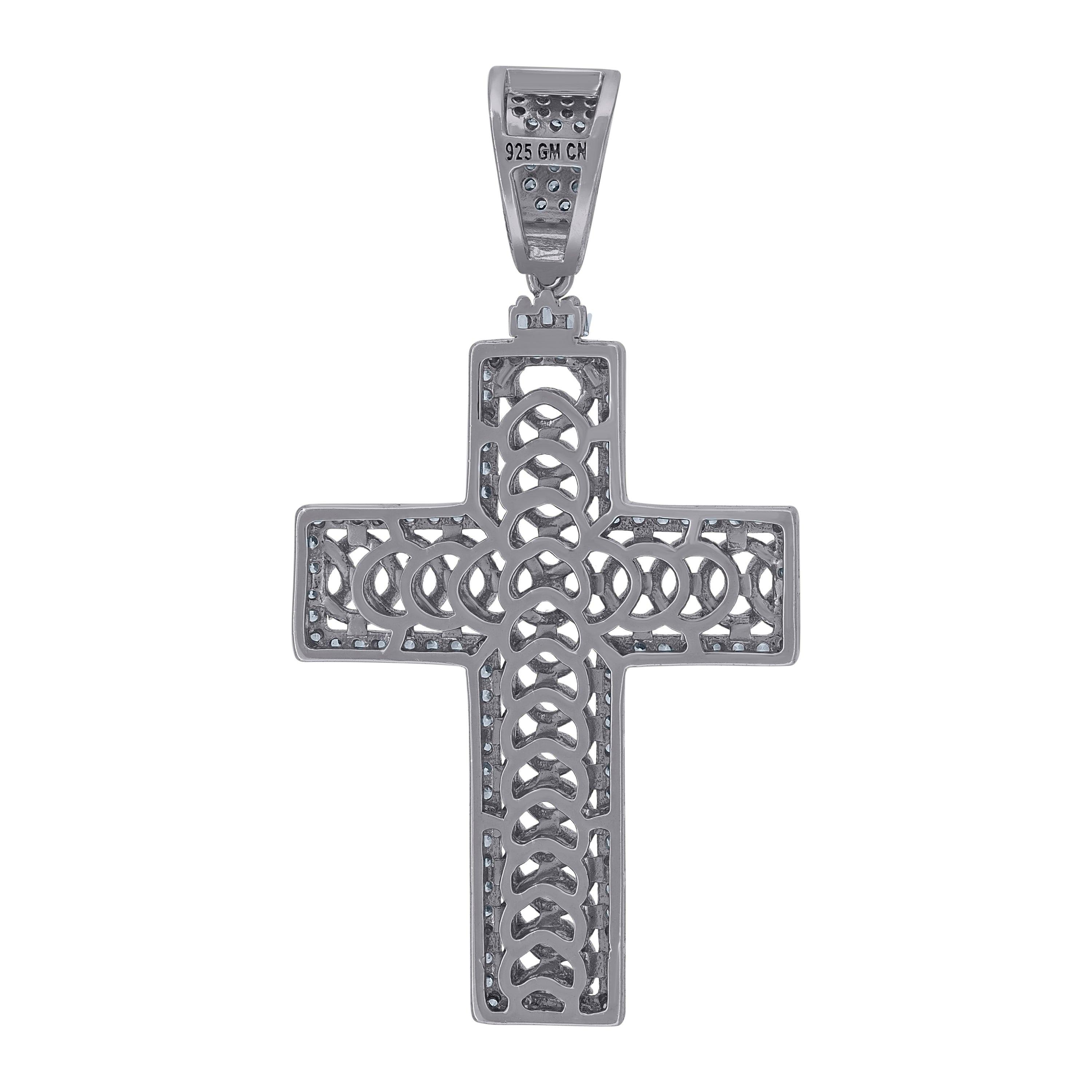 925 Sterling Silver Unisex CZ Cross Religious Charm Pendant