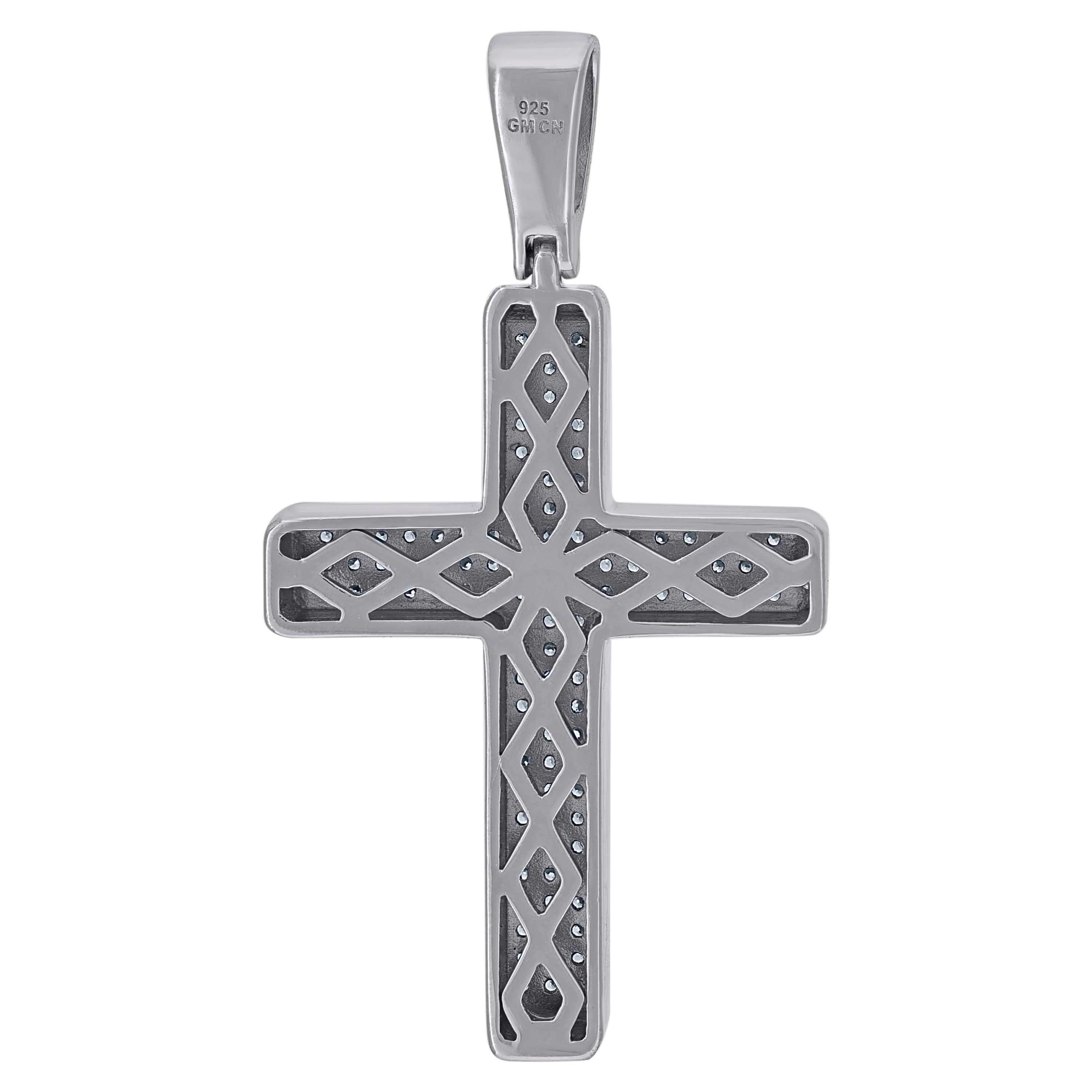 925 Sterling Silver Unisex CZ Cross Religious Charm Pendant