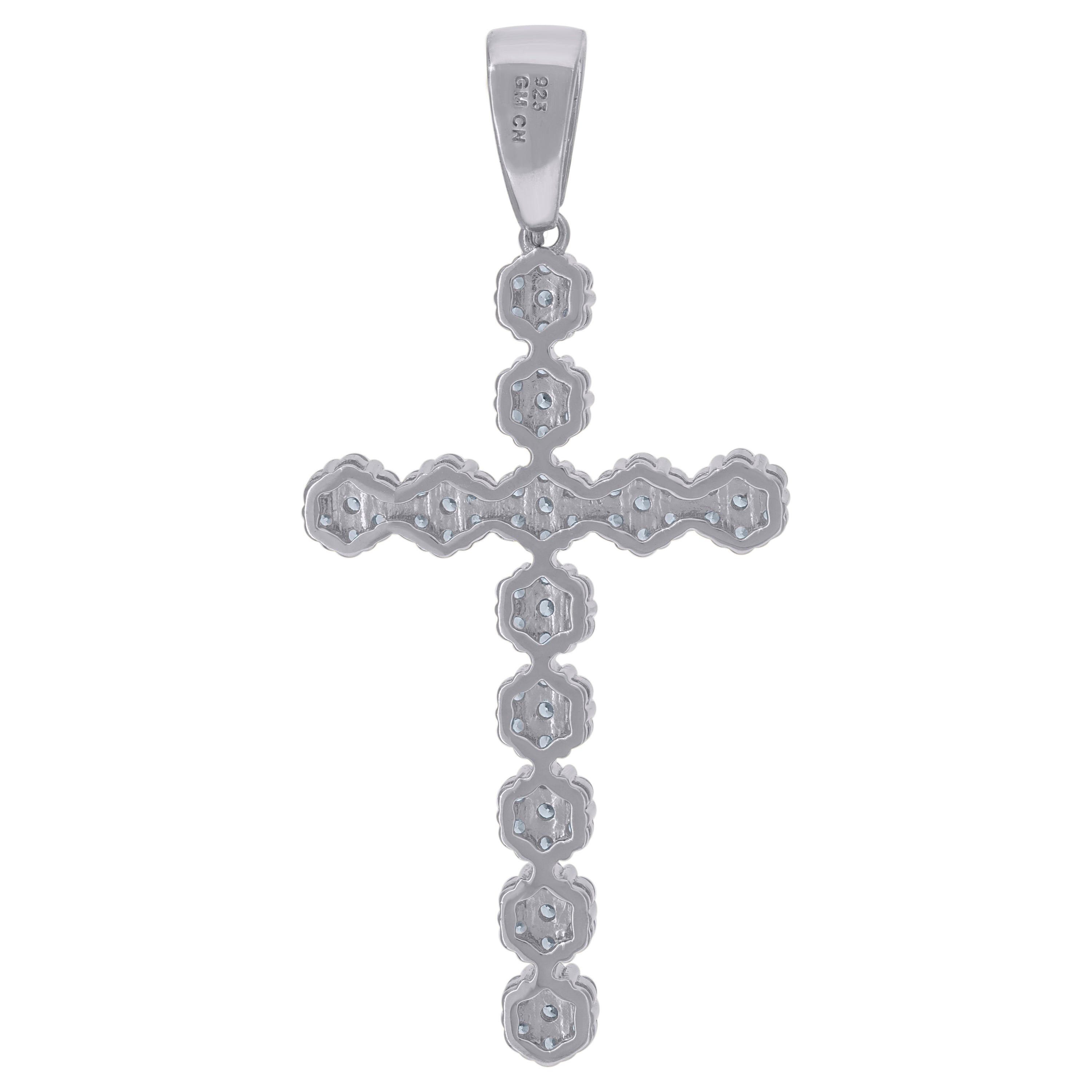 925 Sterling Silver Unisex CZ Cross Religious Charm Pendant