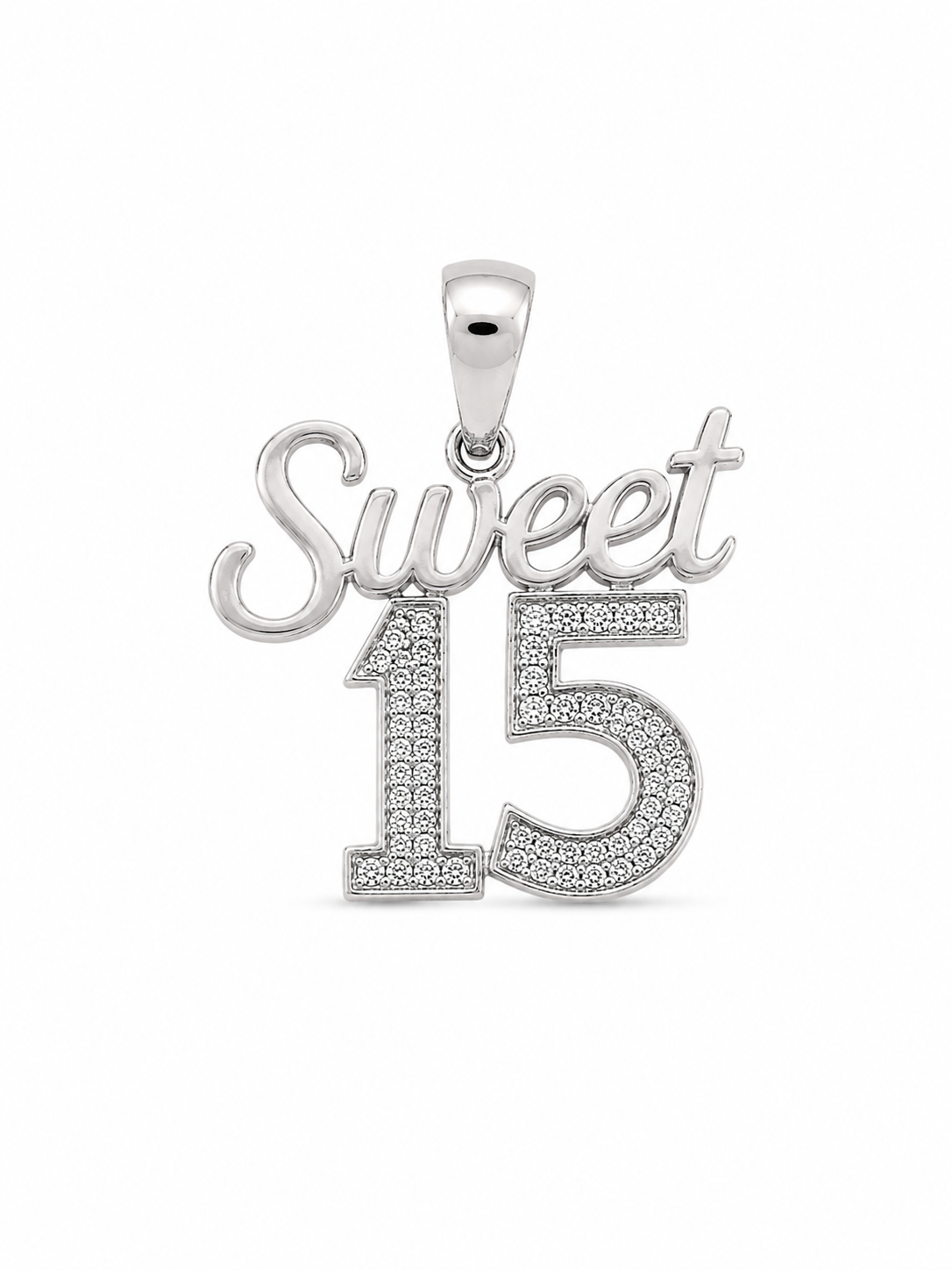 10KT White Gold 0.08 CTW Diamond Quinceanera Pendant [A1B2 - K4H05]