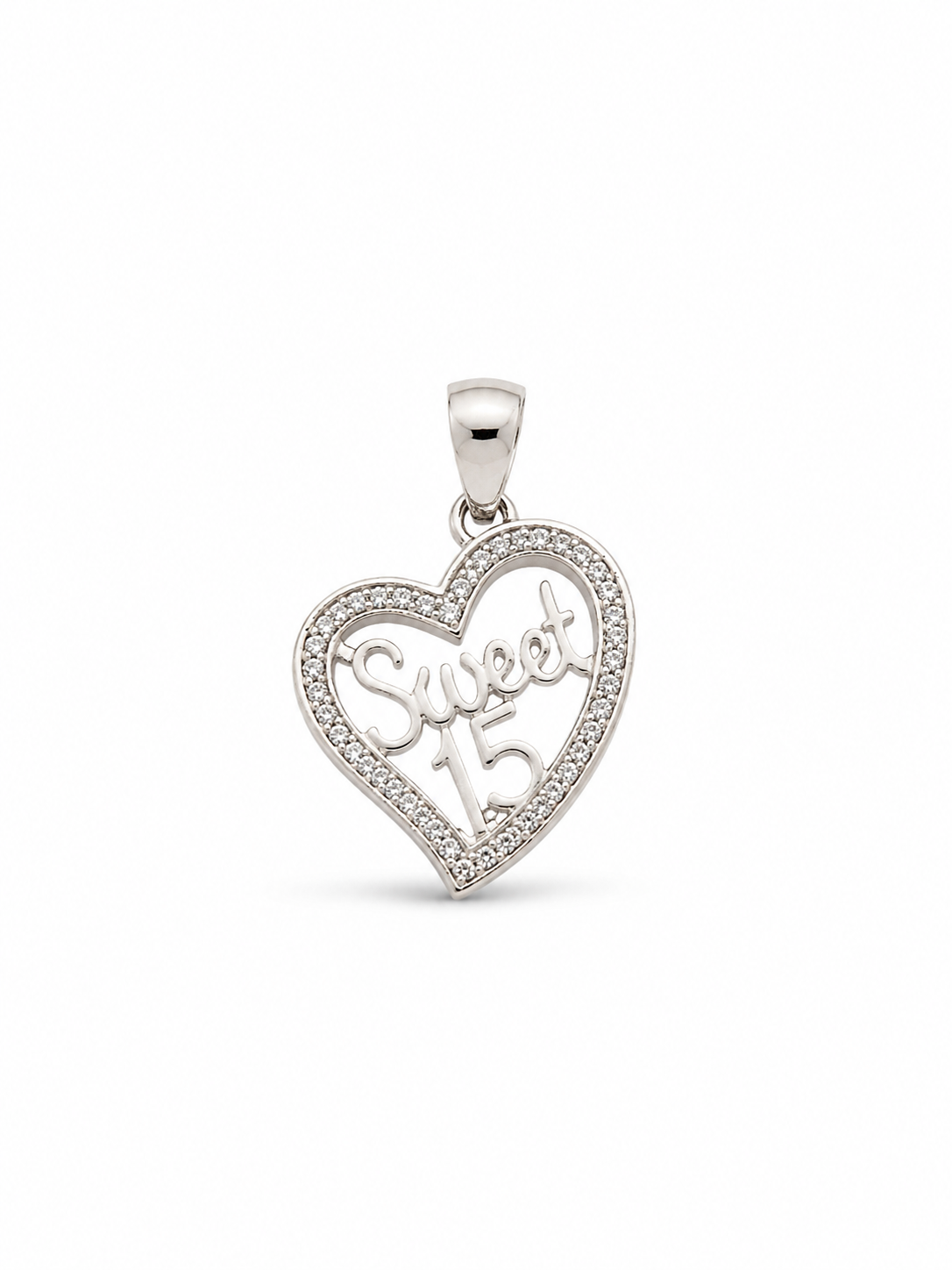 10KT White Gold 0.15 Diamond Quinceanera Pendant [A1B8 - K5H40]