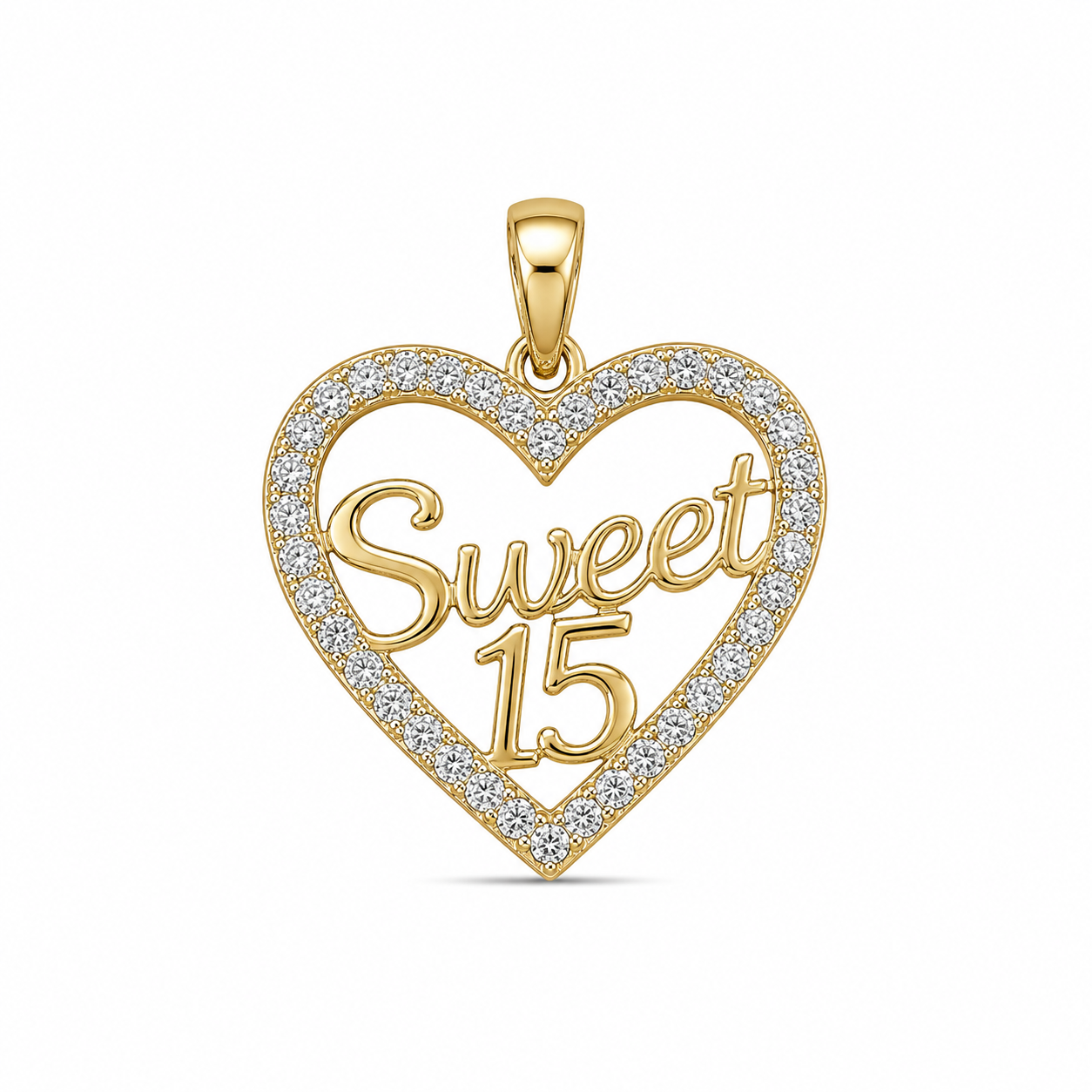10KT Yellow Gold 0.15 CTW Diamond Quinceanera Pendent [A1B6 - K5H40]