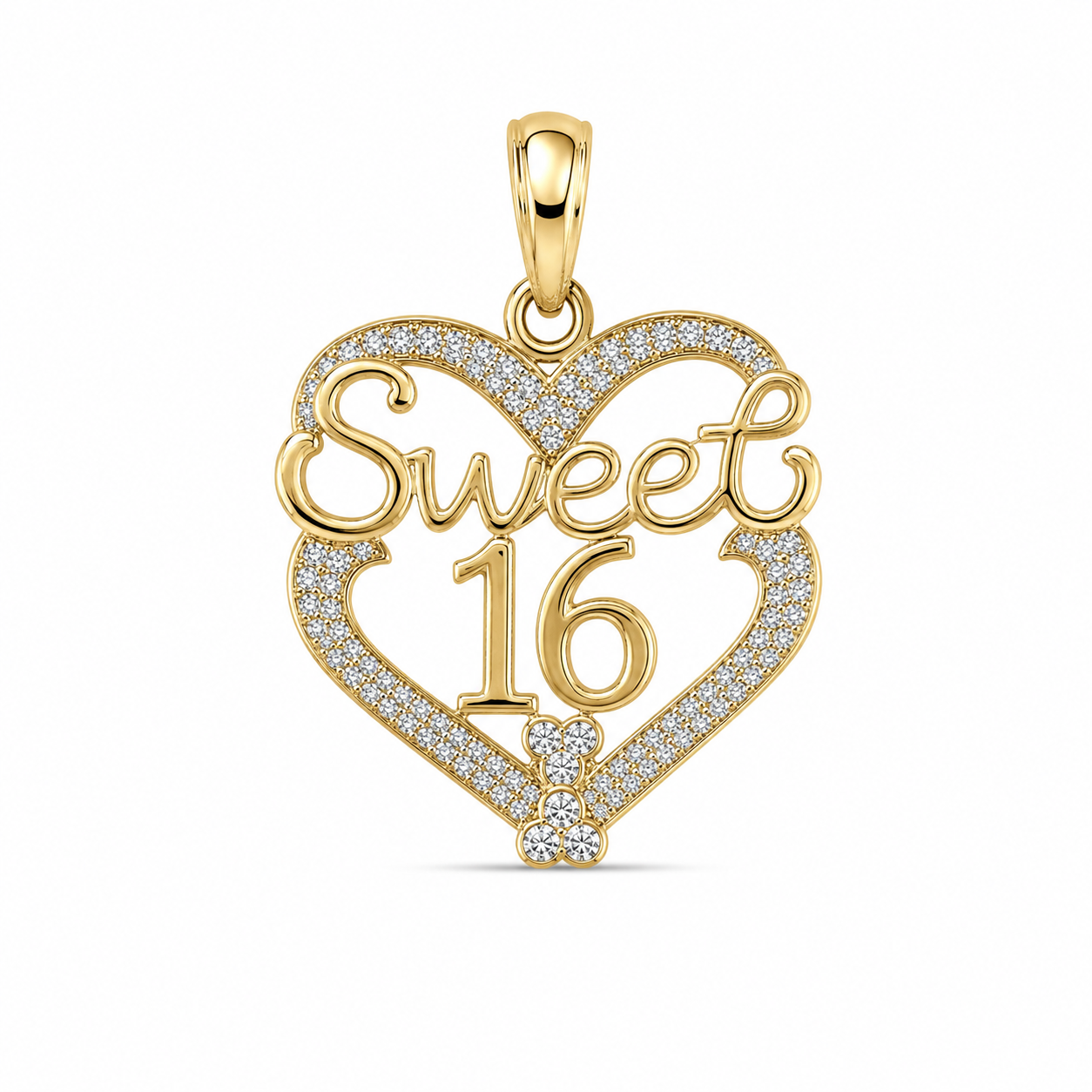10KT Yellow Gold 0.10 CTW Diamond Sweet 16 Pendant [A1B4 - K5H05]