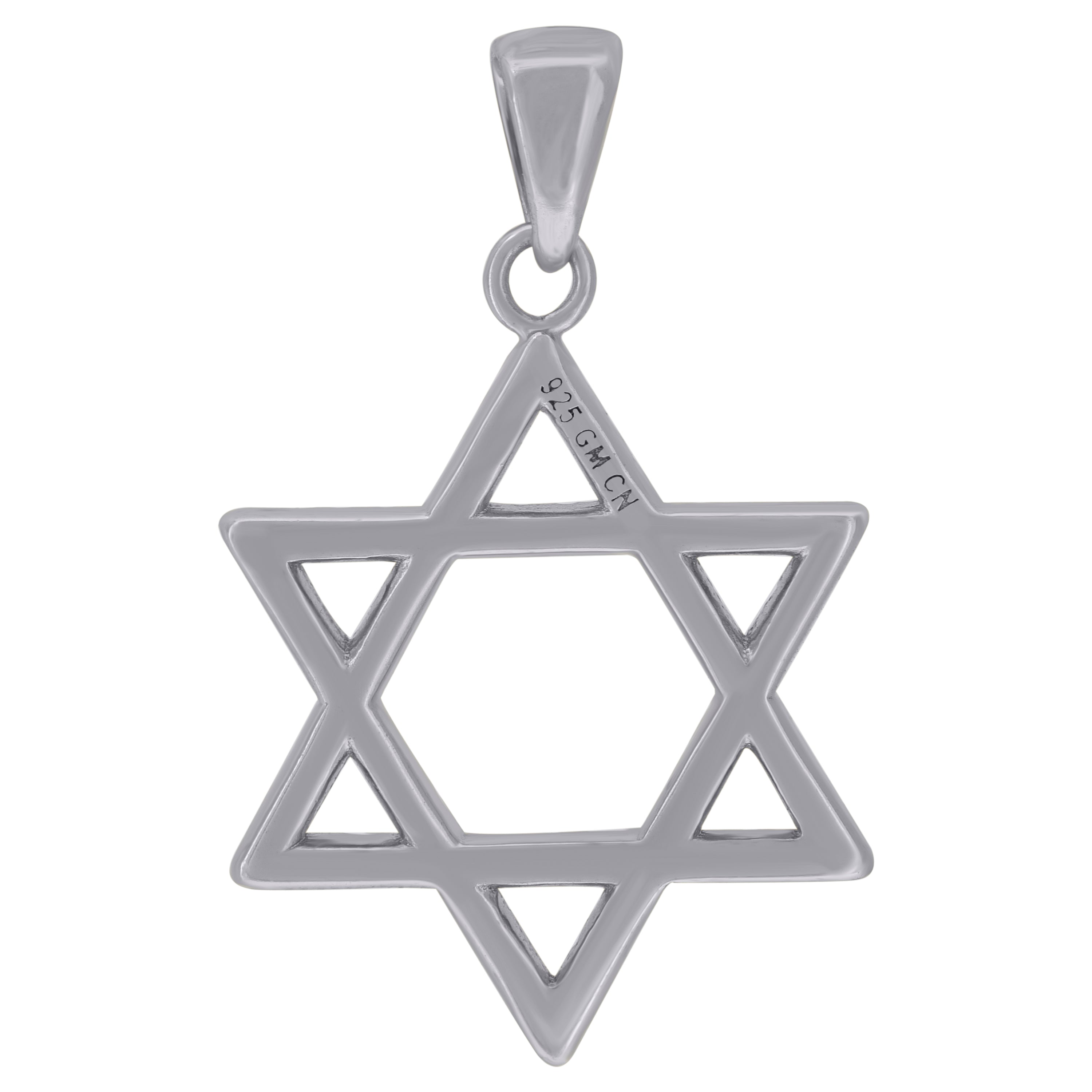 925 Sterling Silver Unisex Cubic-Zirconia Star Of David Symbol Religious Charm Pendant