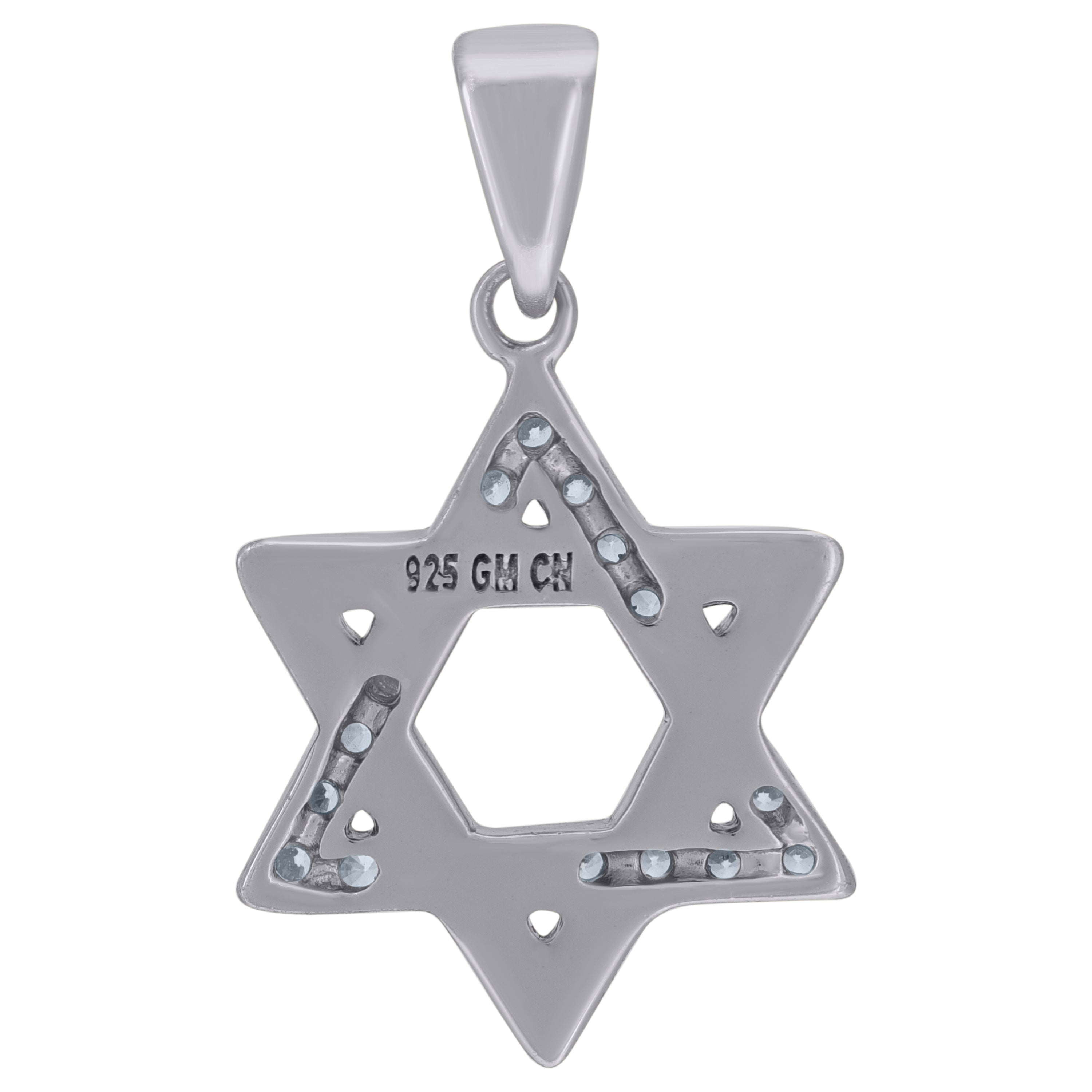 925 Sterling Silver Unisex Cubic-Zirconia Star Of David Symbol Religious Charm Pendant