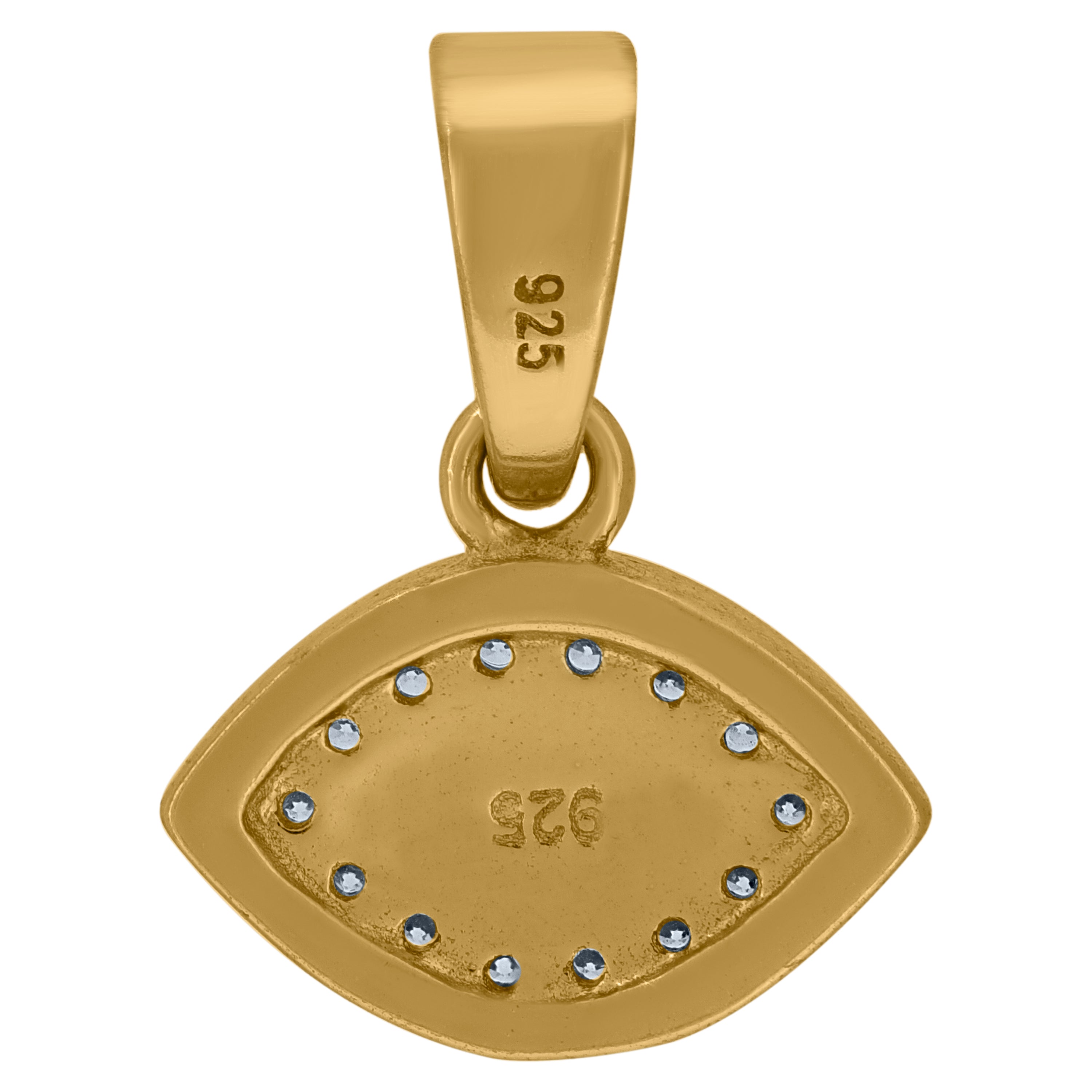 925 Sterling Silver Yellow-Tone Unisex Cubic-Zirconia Evil Eye Symbol Good Luck Charm Pendant