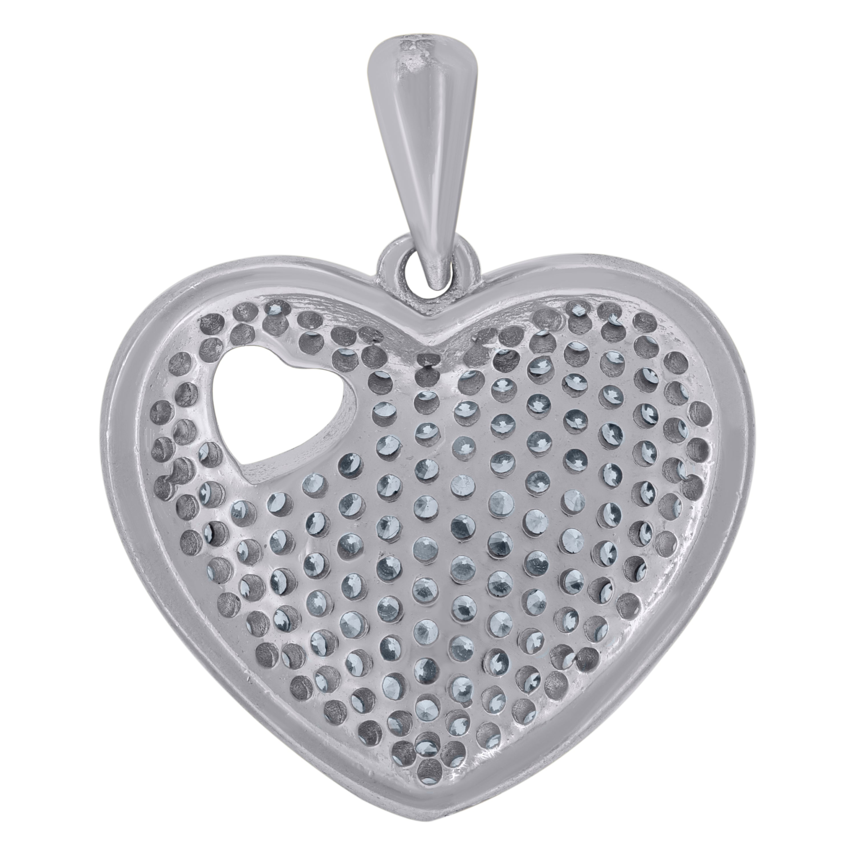 925 Sterling Silver Womens Cubic-Zirconia Heart Charm Pendant