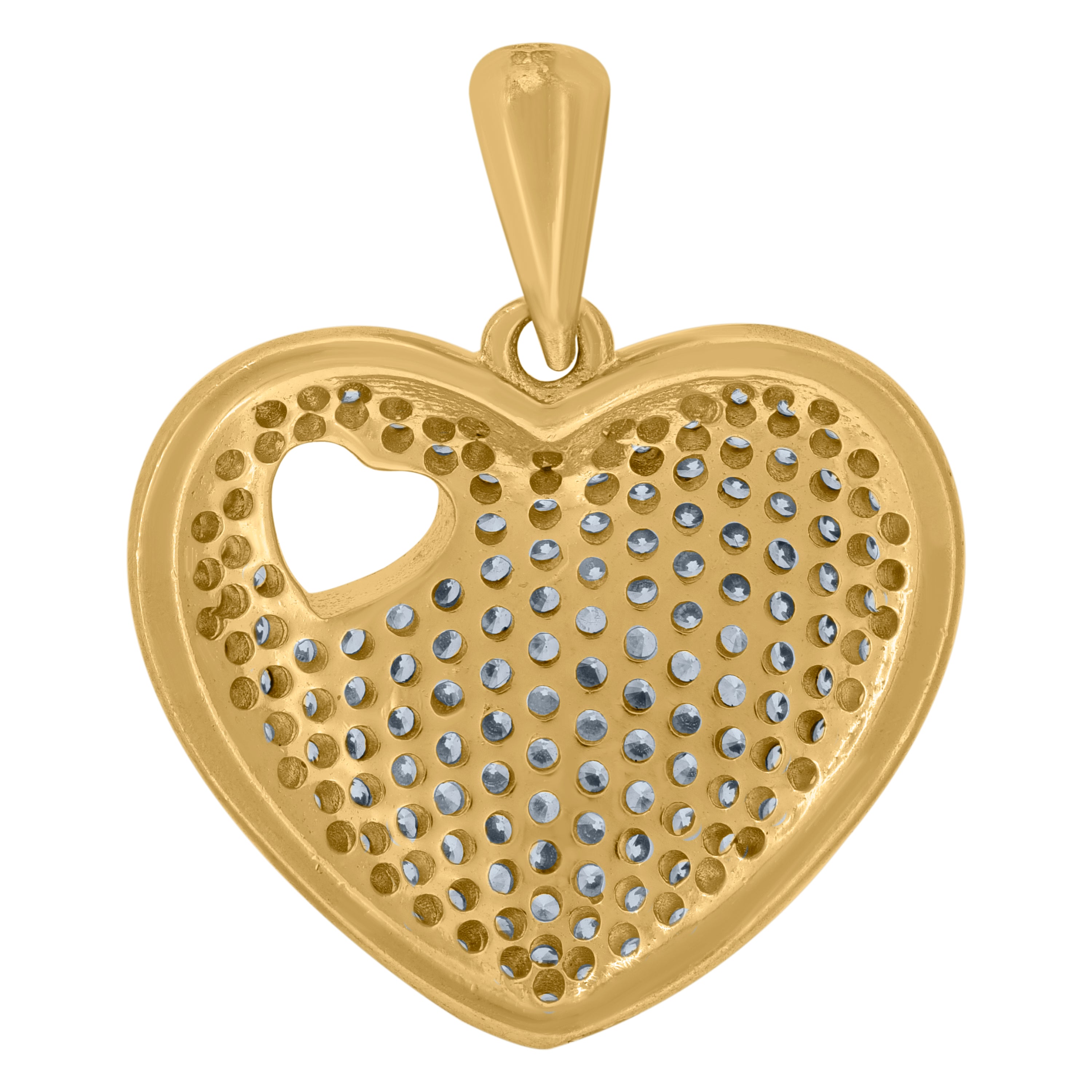 925 Sterling Silver Yellow-Tone Womens Cubic-Zirconia Heart Charm Pendant