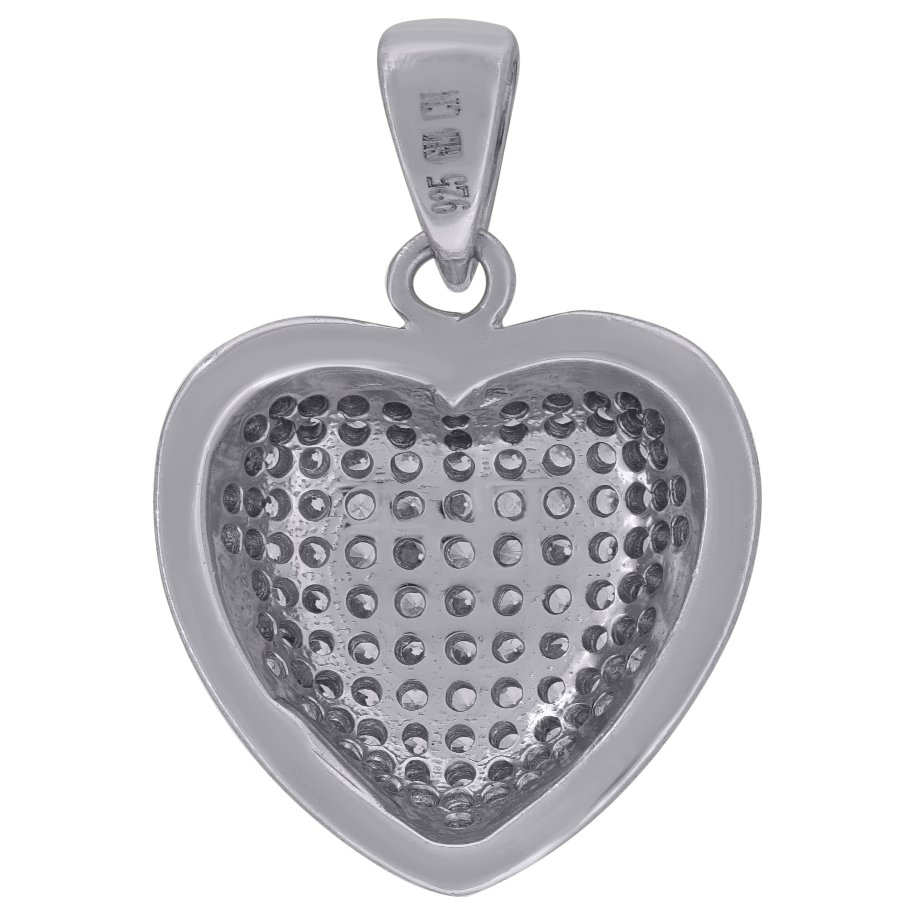 925 Sterling Silver Womens Cubic-Zirconia Heart Charm Pendant