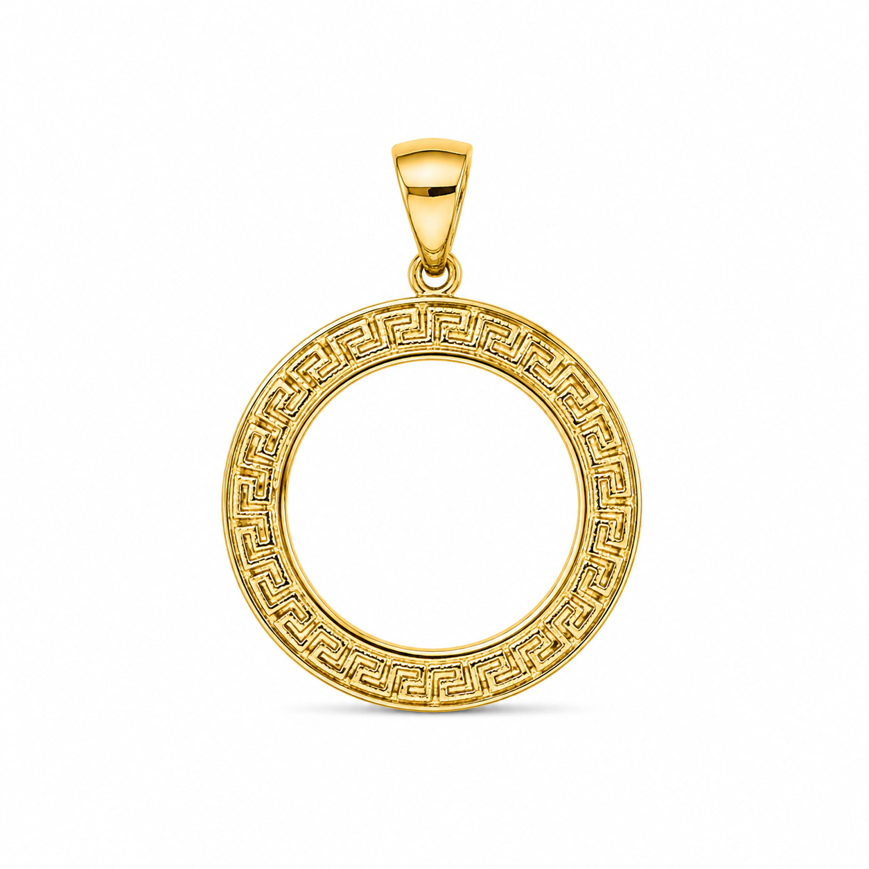 14KT Yellow Gold Round Designer Bezel Pendant [A11P3]