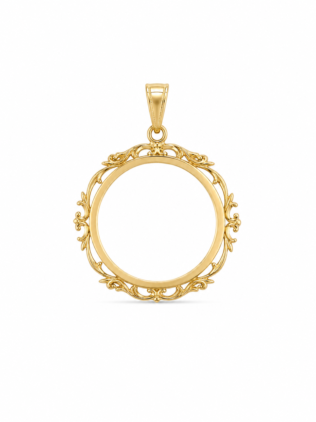 14KT Yellow Gold Round Designer Bezel Pendant [A9P1]