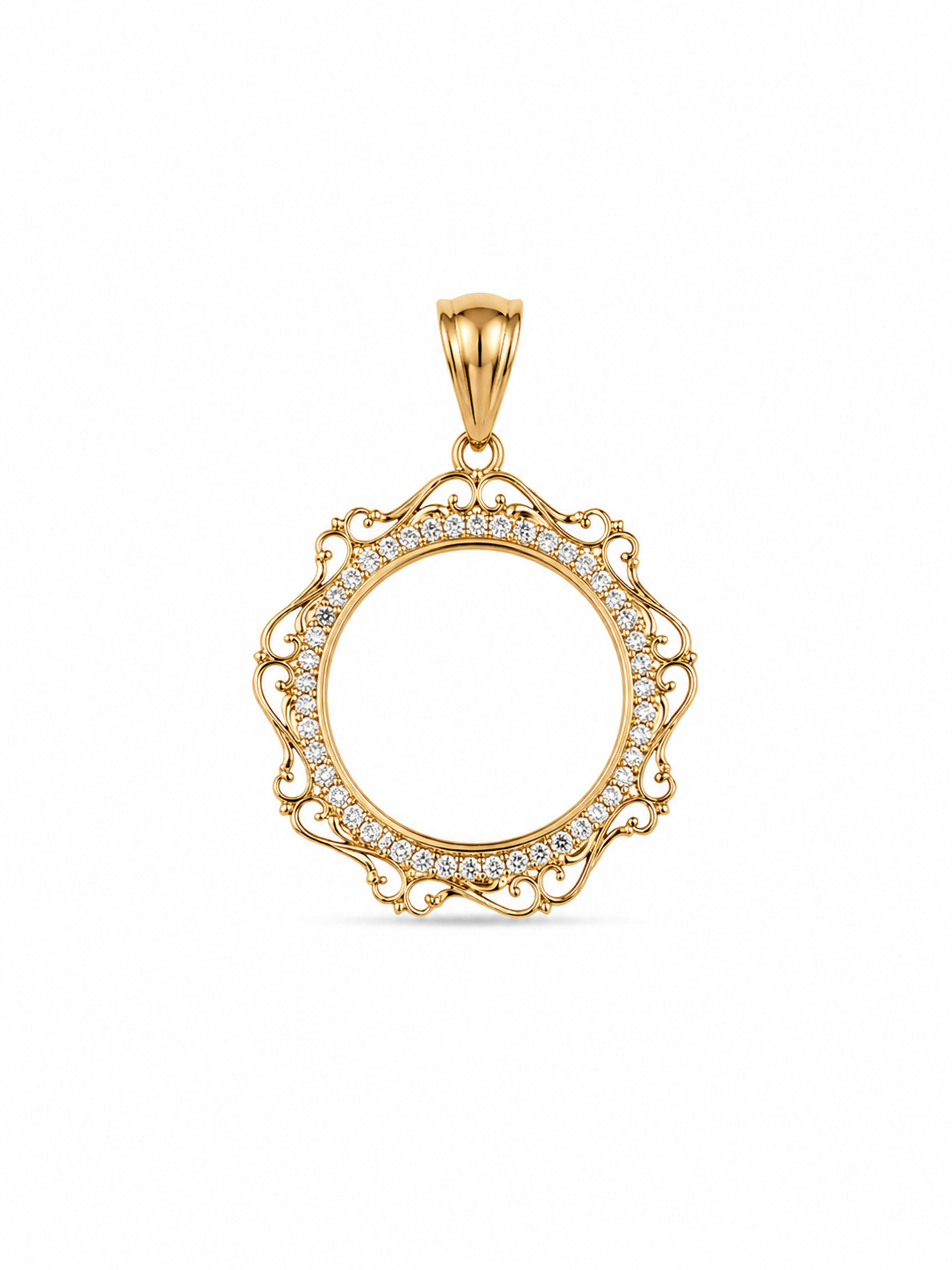 14KT Yellow Gold Designer Bezel Pendant [A15P6]